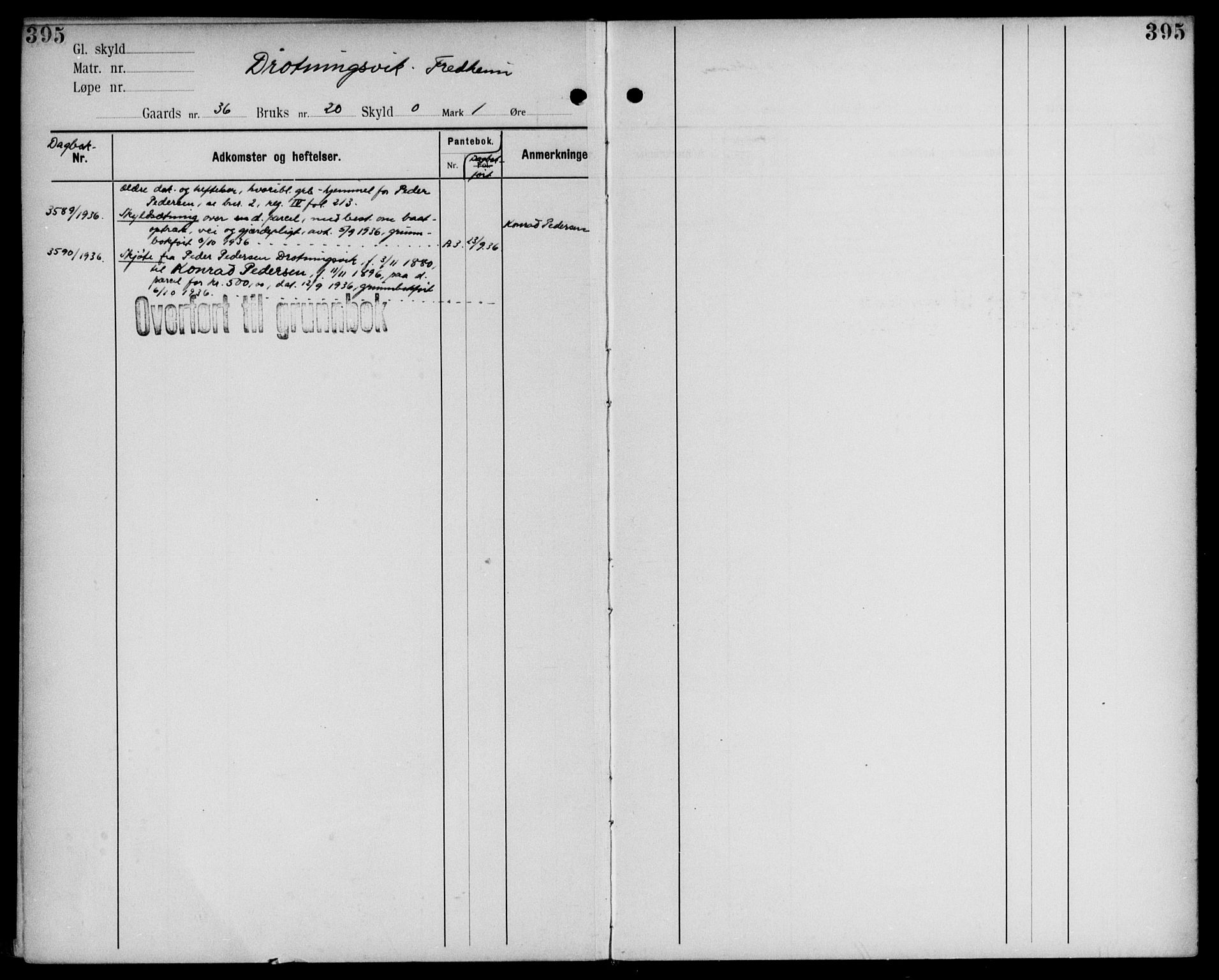 Midhordland sorenskriveri, AV/SAB-A-3001/1/G/Ga/Gab/L0109: Panteregister nr. II.A.b.109, s. 395