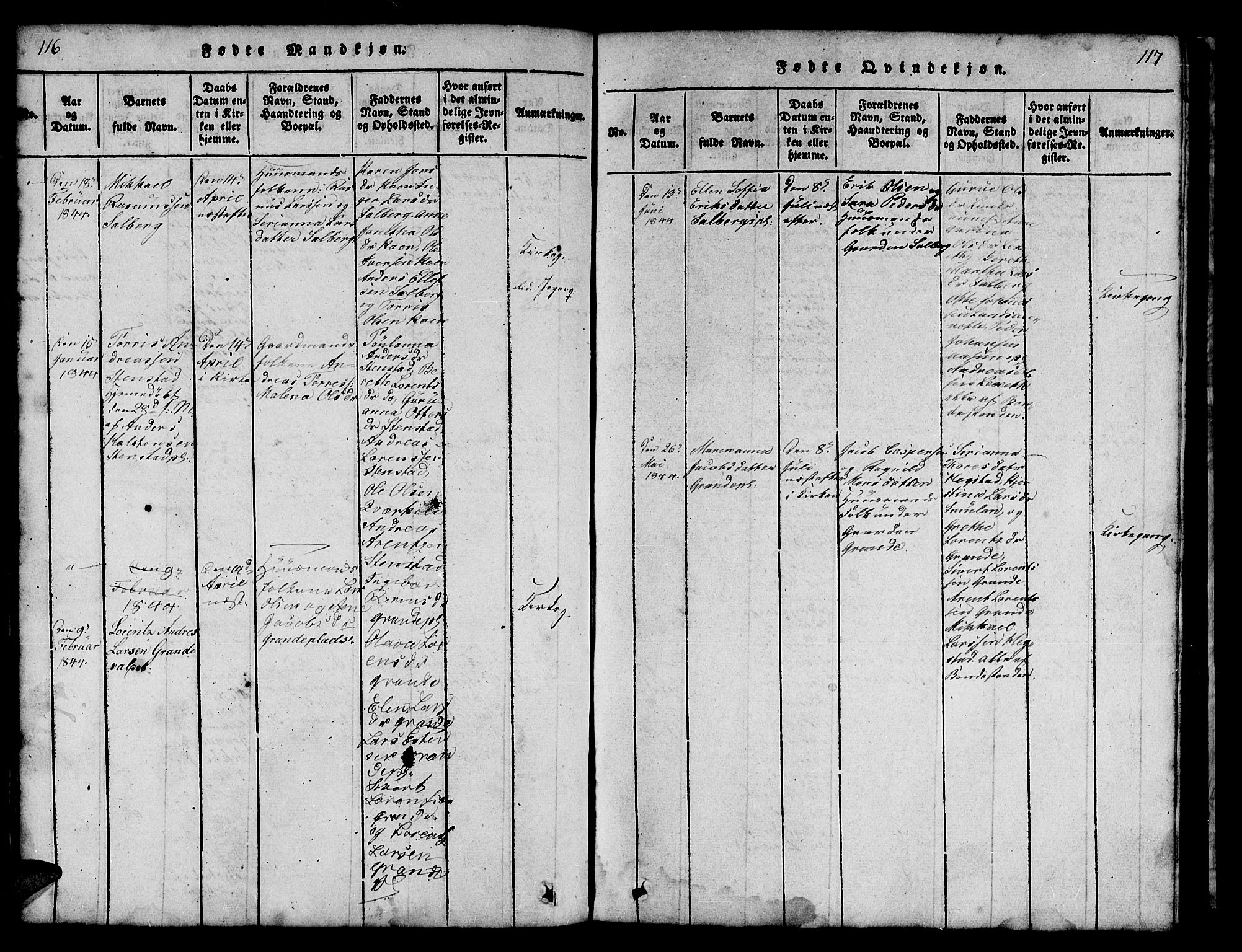 Ministerialprotokoller, klokkerbøker og fødselsregistre - Nord-Trøndelag, SAT/A-1458/731/L0310: Klokkerbok nr. 731C01, 1816-1874, s. 116-117