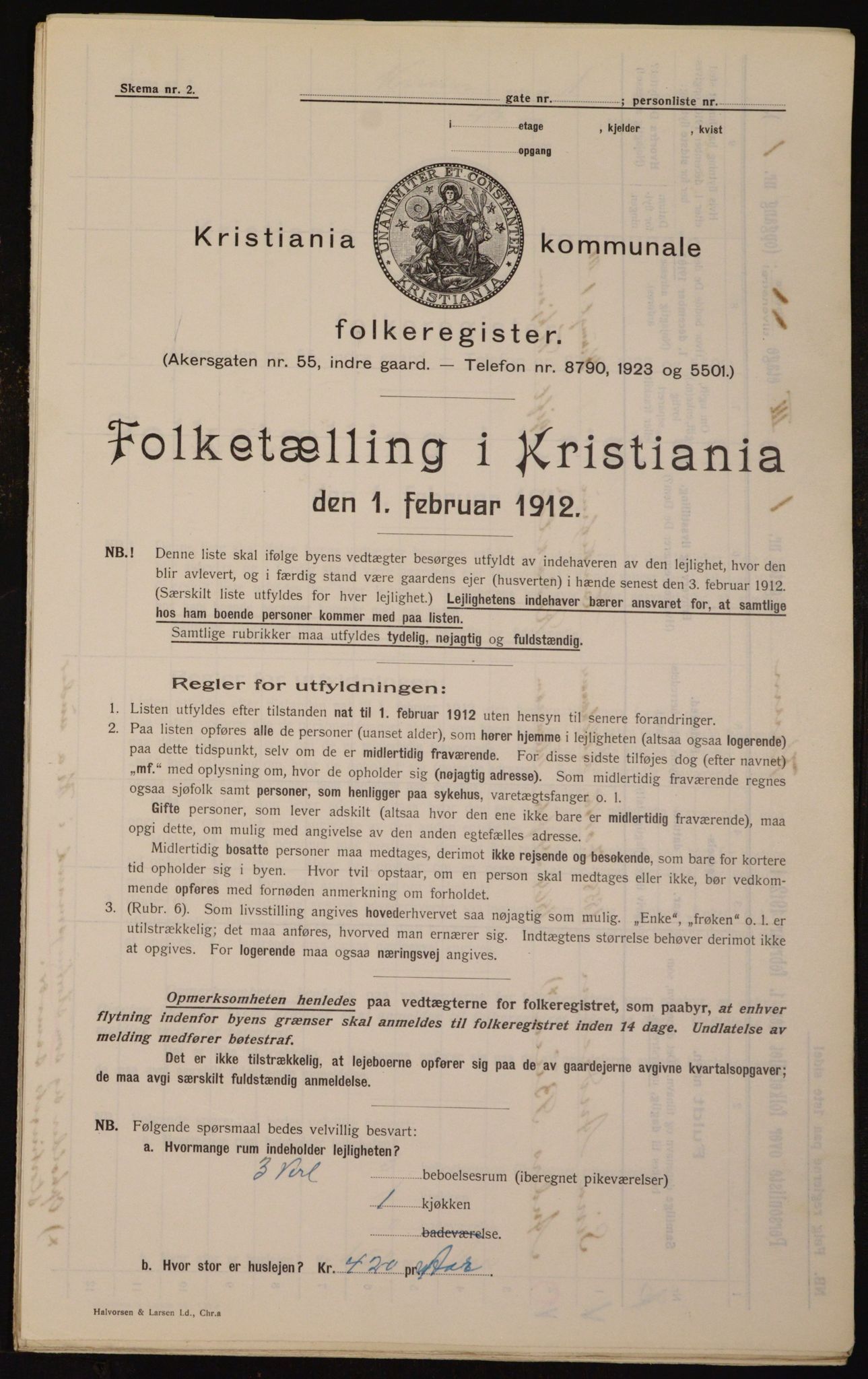 OBA, Kommunal folketelling 1.2.1912 for Kristiania, 1912, s. 54994