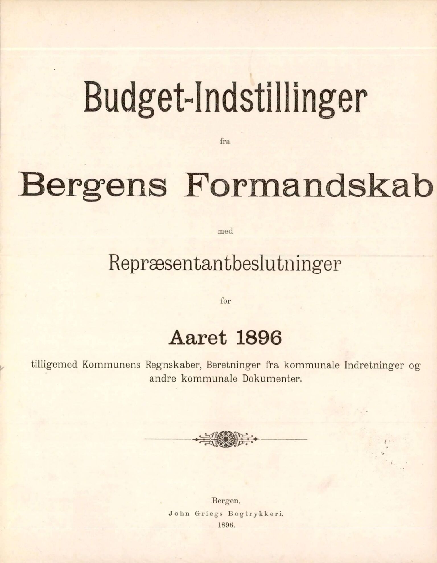 Bergen kommune. Formannskapet, BBA/A-0003/Ad/L0054: Bergens Kommuneforhandlinger, bind II, 1896