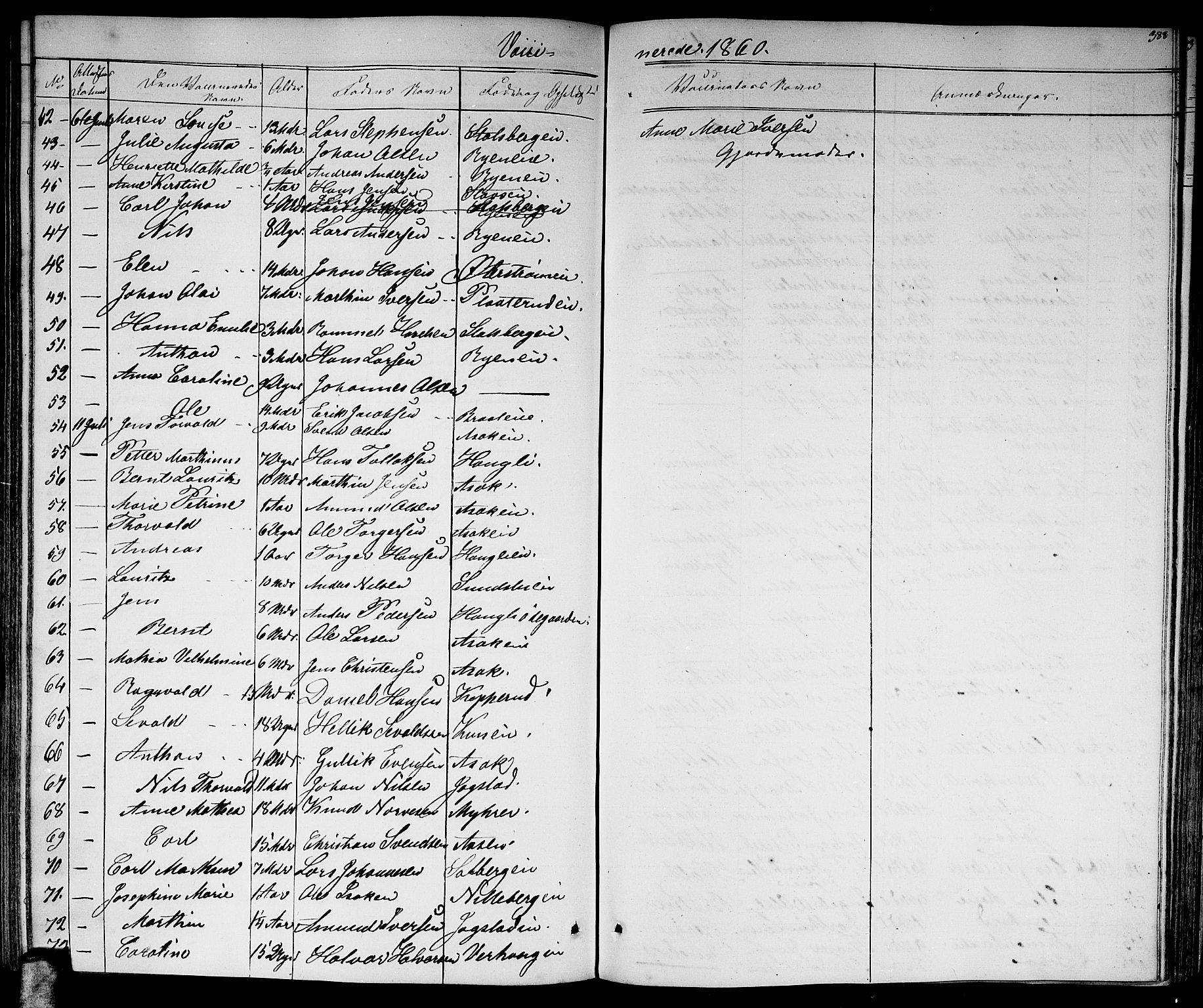 Skedsmo prestekontor Kirkebøker, AV/SAO-A-10033a/G/Ga/L0002: Klokkerbok nr. I 2, 1855-1872, s. 388