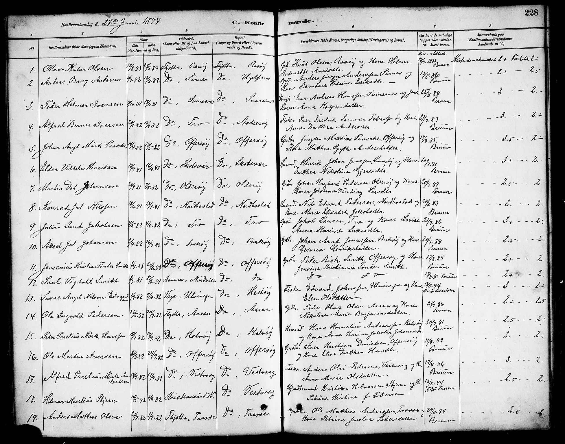 Ministerialprotokoller, klokkerbøker og fødselsregistre - Nordland, AV/SAT-A-1459/817/L0268: Klokkerbok nr. 817C03, 1884-1920, s. 228