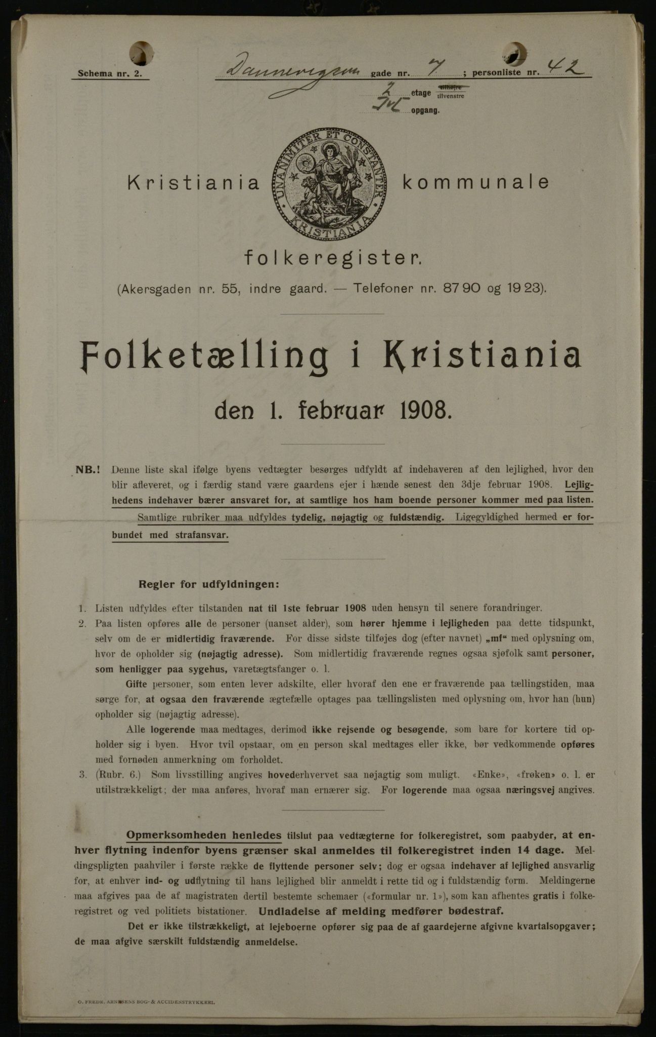 OBA, Kommunal folketelling 1.2.1908 for Kristiania kjøpstad, 1908, s. 14209