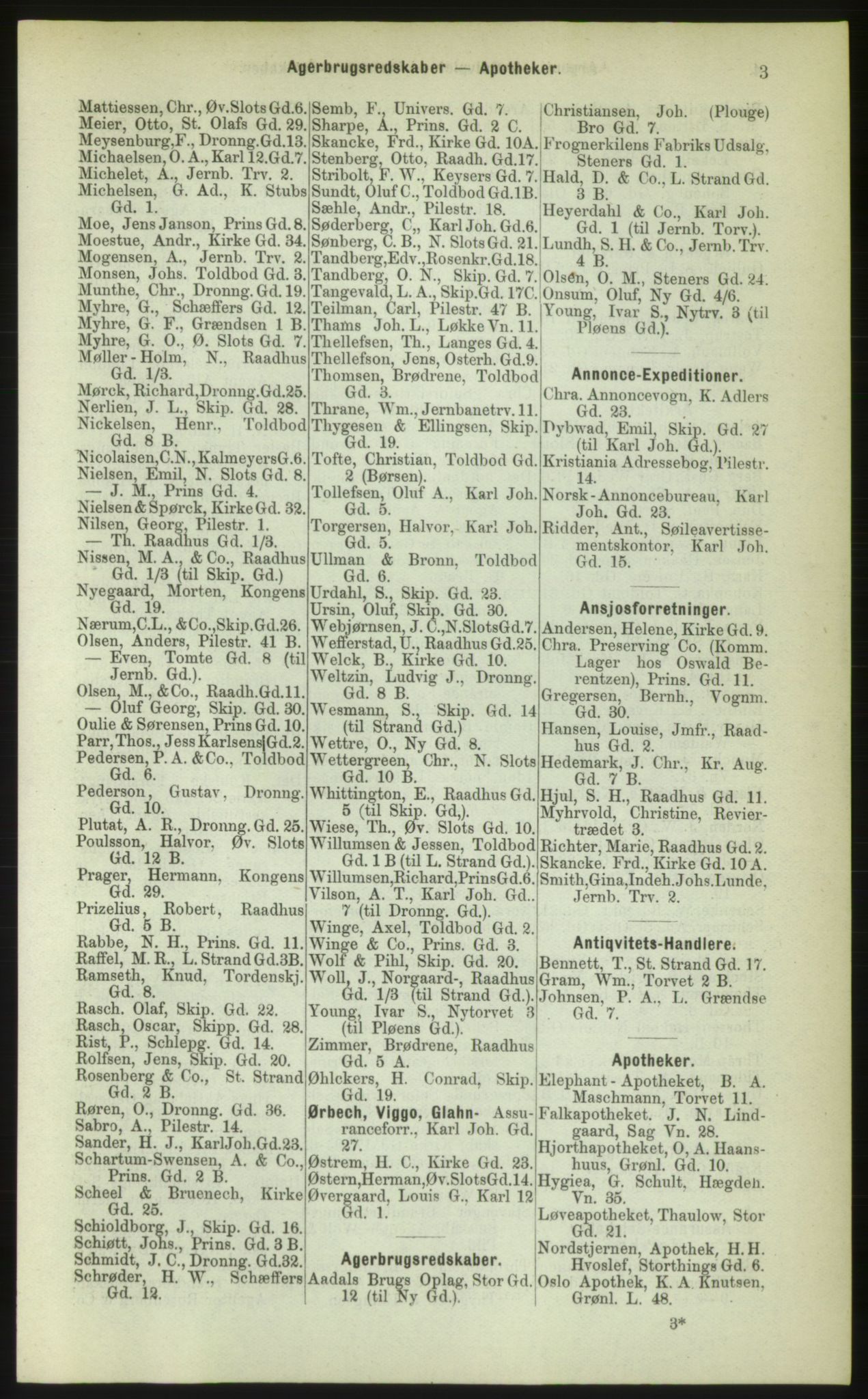 Kristiania/Oslo adressebok, PUBL/-, 1883, s. 3