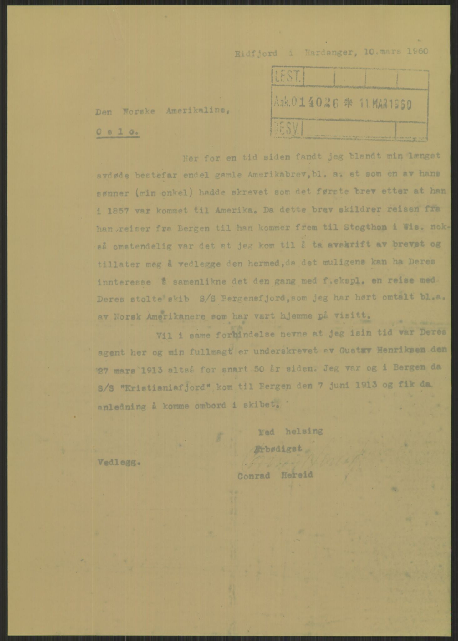 Samlinger til kildeutgivelse, Amerikabrevene, AV/RA-EA-4057/F/L0031: Innlån fra Hordaland: Hereid - Måkestad, 1838-1914, s. 15