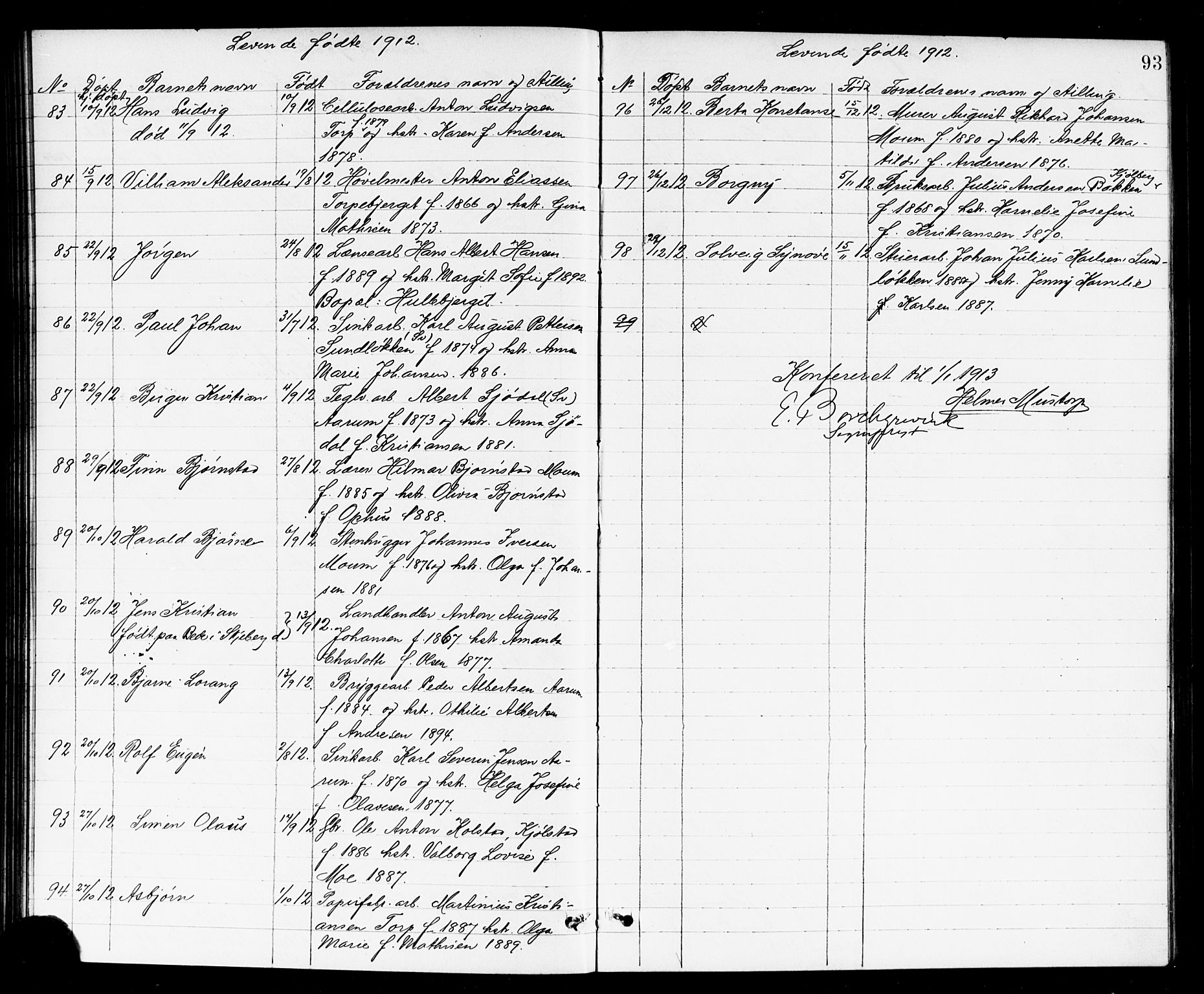 Borge prestekontor Kirkebøker, AV/SAO-A-10903/G/Ga/L0002: Klokkerbok nr. I 2, 1875-1923, s. 93