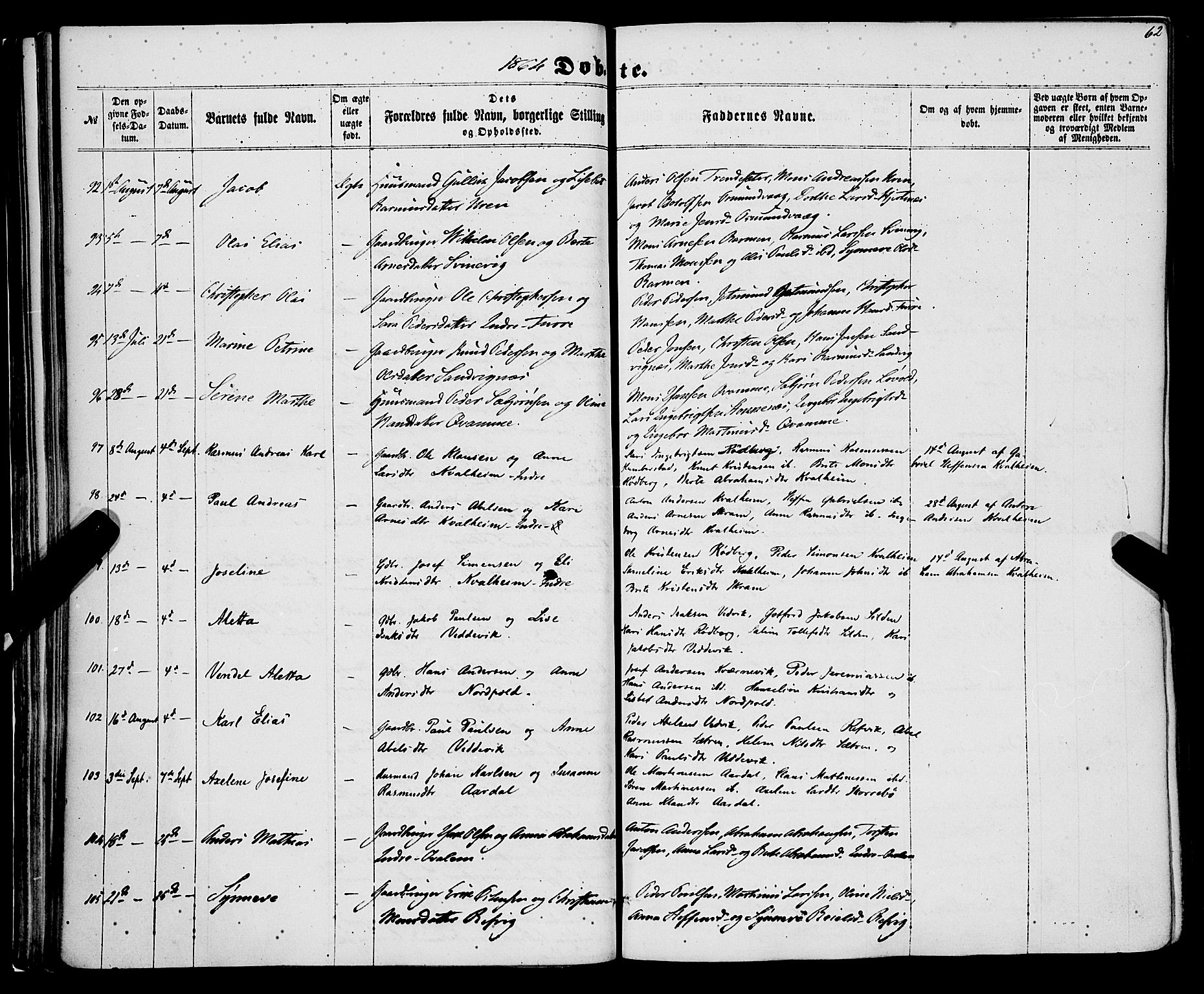 Selje sokneprestembete, AV/SAB-A-99938/H/Ha/Haa/Haaa: Ministerialbok nr. A 11, 1858-1870, s. 62