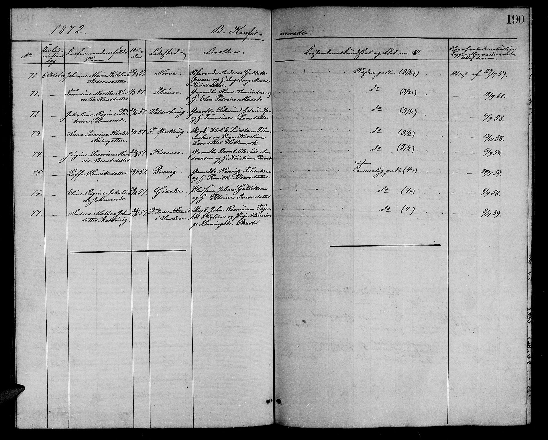 Ministerialprotokoller, klokkerbøker og fødselsregistre - Møre og Romsdal, AV/SAT-A-1454/528/L0428: Klokkerbok nr. 528C09, 1864-1880, s. 190