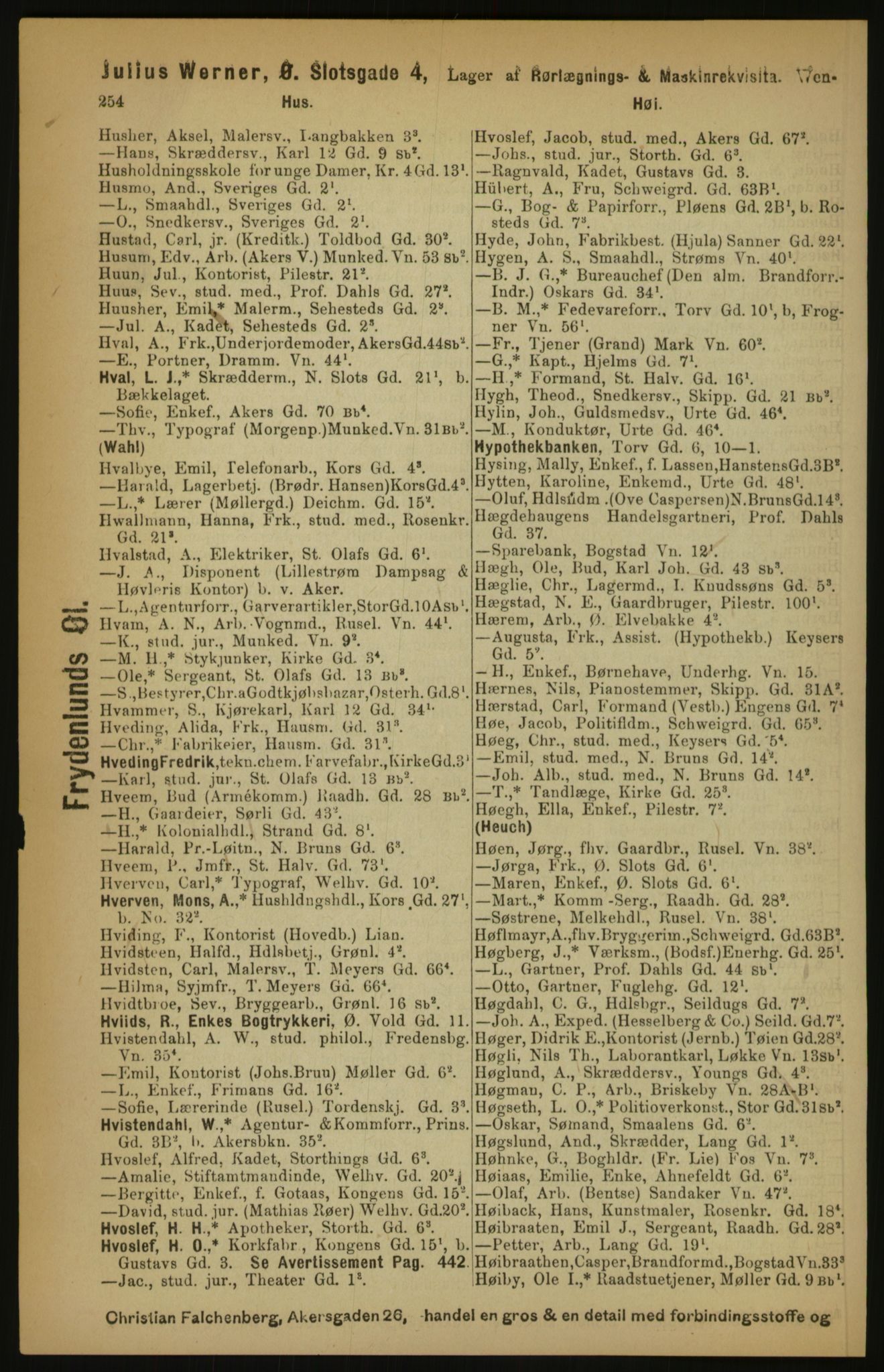 Kristiania/Oslo adressebok, PUBL/-, 1891, s. 254