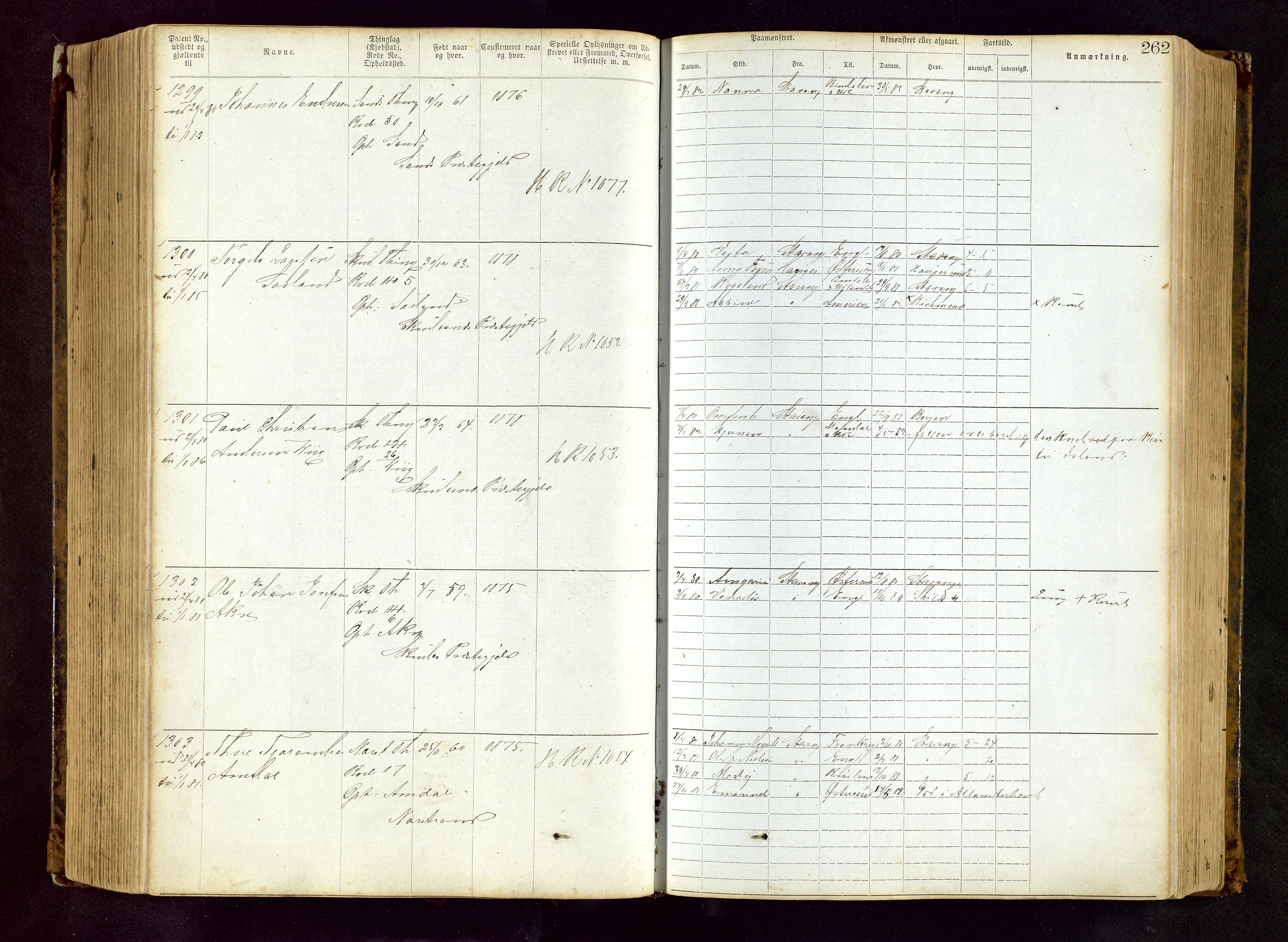 Haugesund sjømannskontor, AV/SAST-A-102007/F/Ff/L0002: Sjøfartsrulle Skudenes krets nr. 1-2719, 1868-1948, s. 262