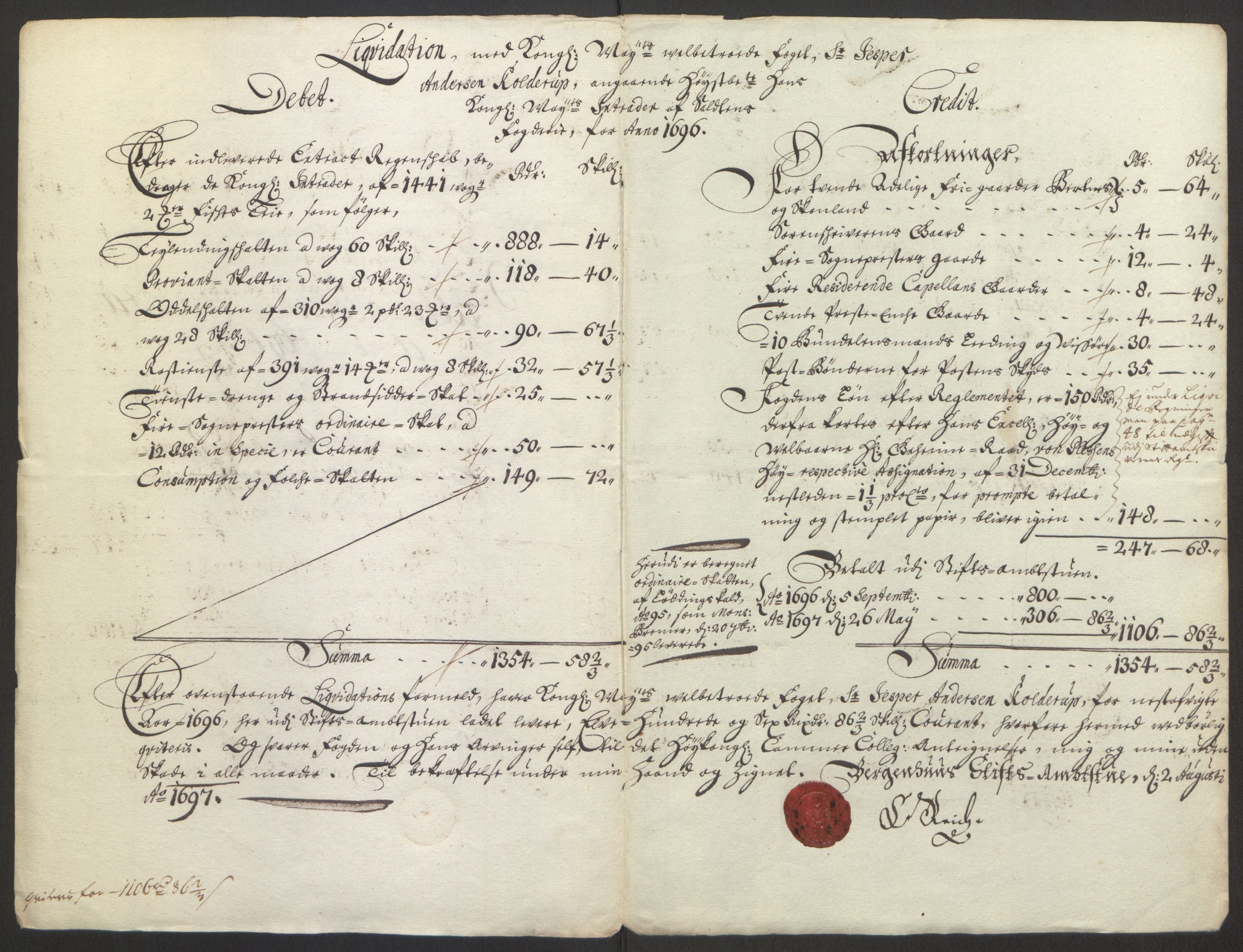Rentekammeret inntil 1814, Reviderte regnskaper, Fogderegnskap, RA/EA-4092/R66/L4578: Fogderegnskap Salten, 1694-1696, s. 200