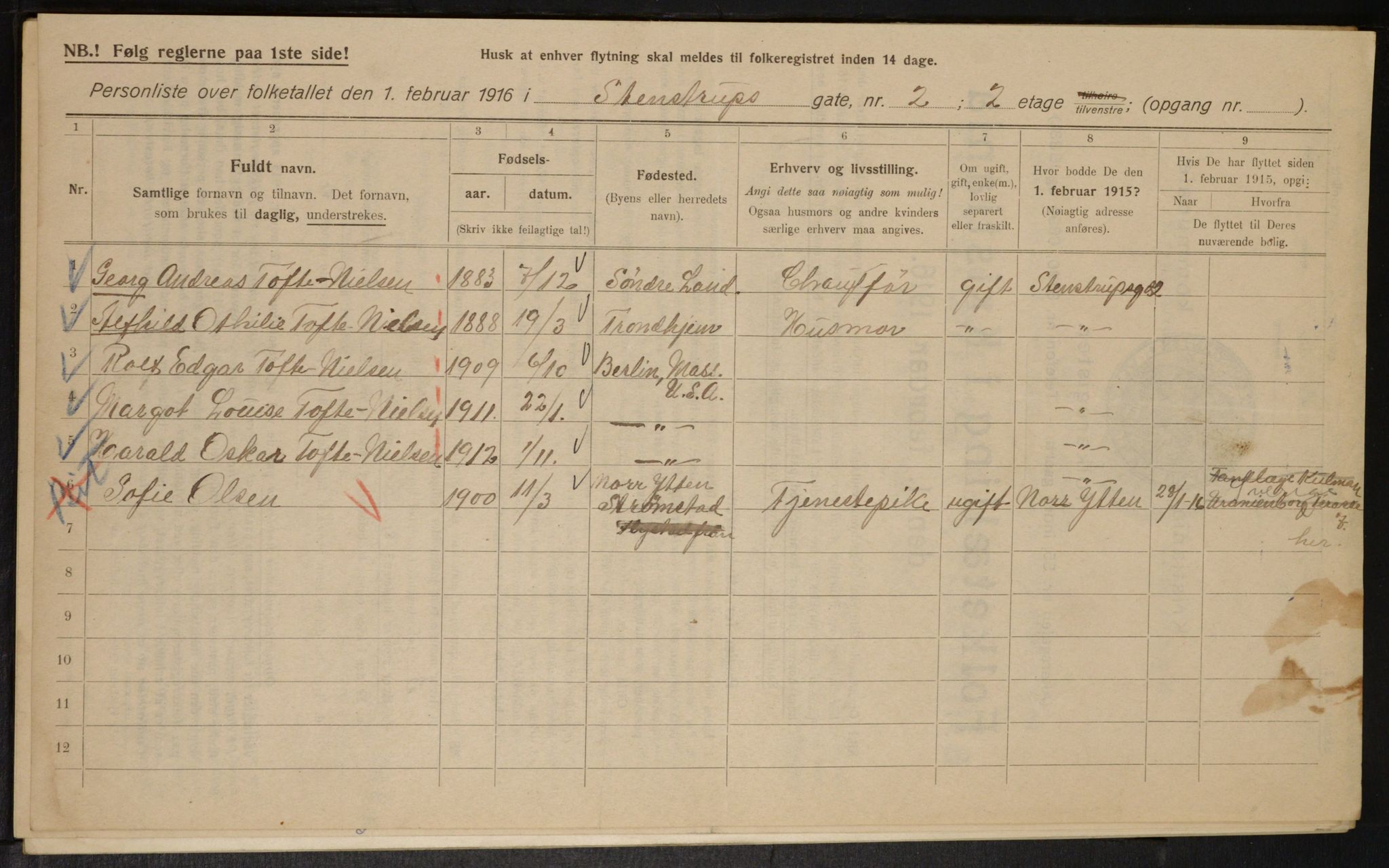 OBA, Kommunal folketelling 1.2.1916 for Kristiania, 1916, s. 103526