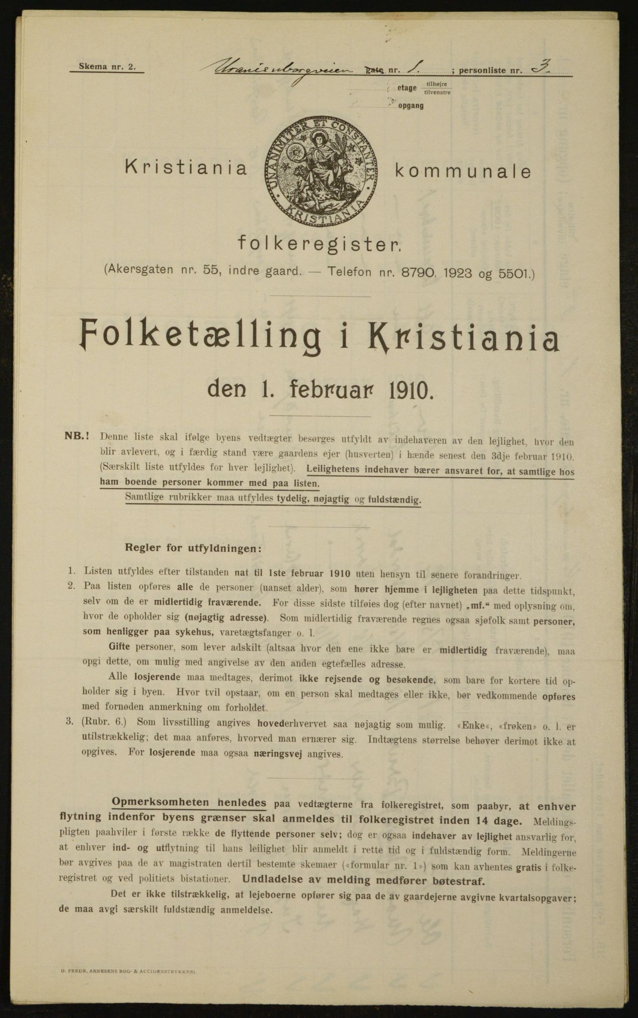 OBA, Kommunal folketelling 1.2.1910 for Kristiania, 1910, s. 114085