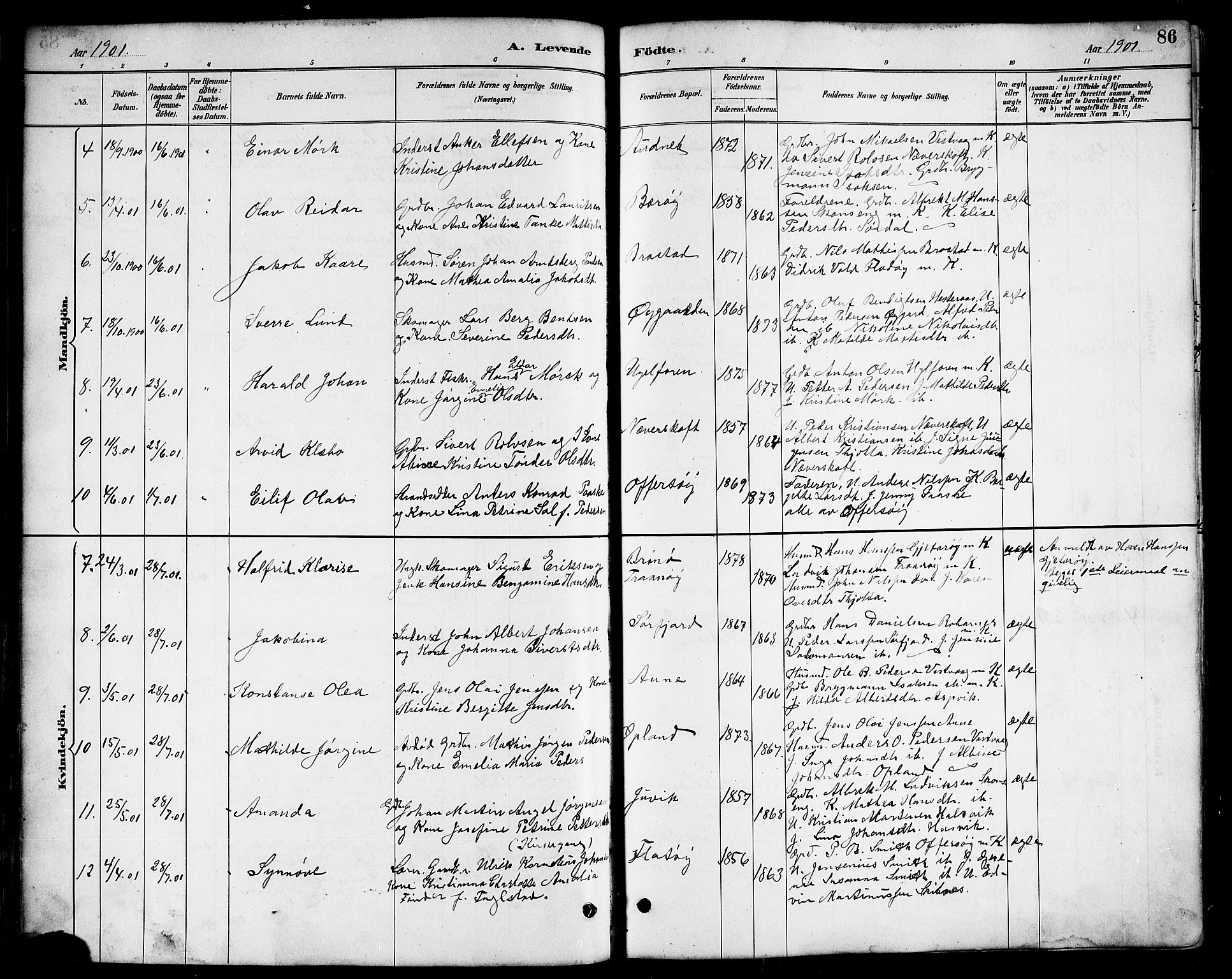 Ministerialprotokoller, klokkerbøker og fødselsregistre - Nordland, AV/SAT-A-1459/817/L0268: Klokkerbok nr. 817C03, 1884-1920, s. 86