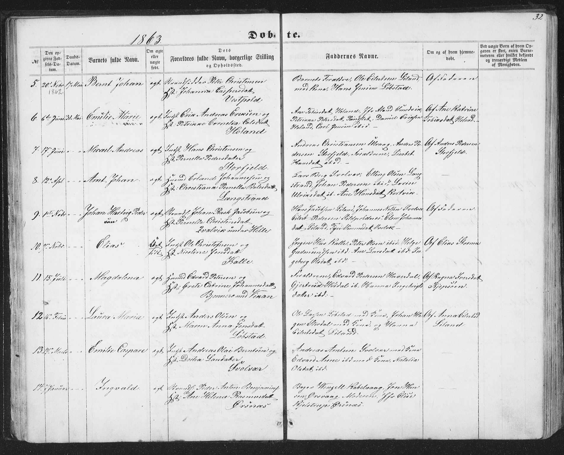 Ministerialprotokoller, klokkerbøker og fødselsregistre - Nordland, AV/SAT-A-1459/874/L1073: Klokkerbok nr. 874C02, 1860-1870, s. 32
