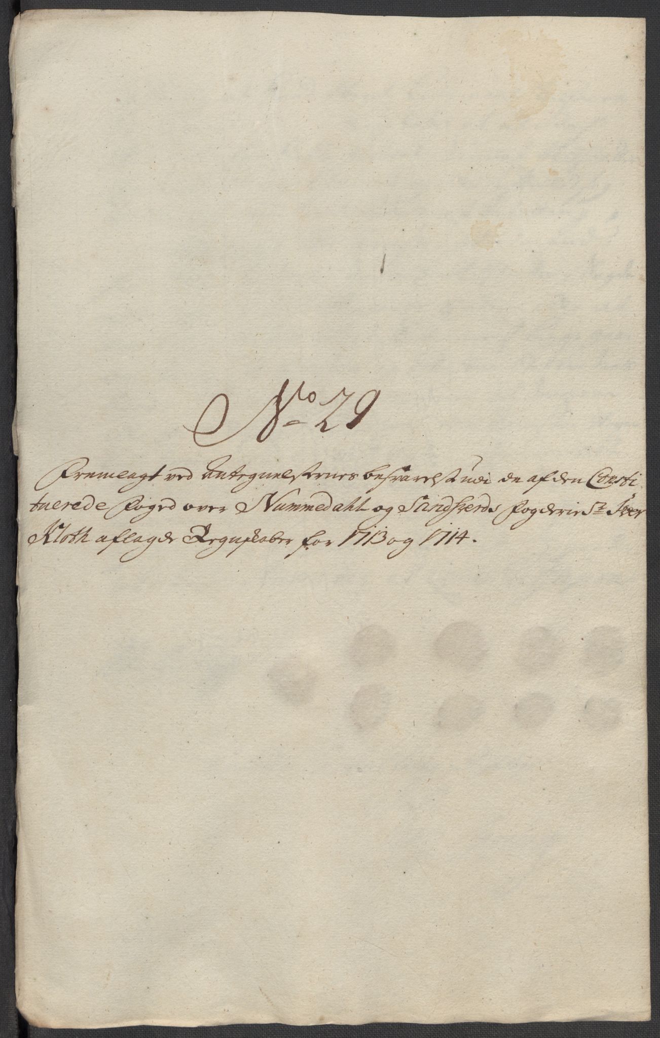 Rentekammeret inntil 1814, Reviderte regnskaper, Fogderegnskap, AV/RA-EA-4092/R24/L1590: Fogderegnskap Numedal og Sandsvær, 1714, s. 227