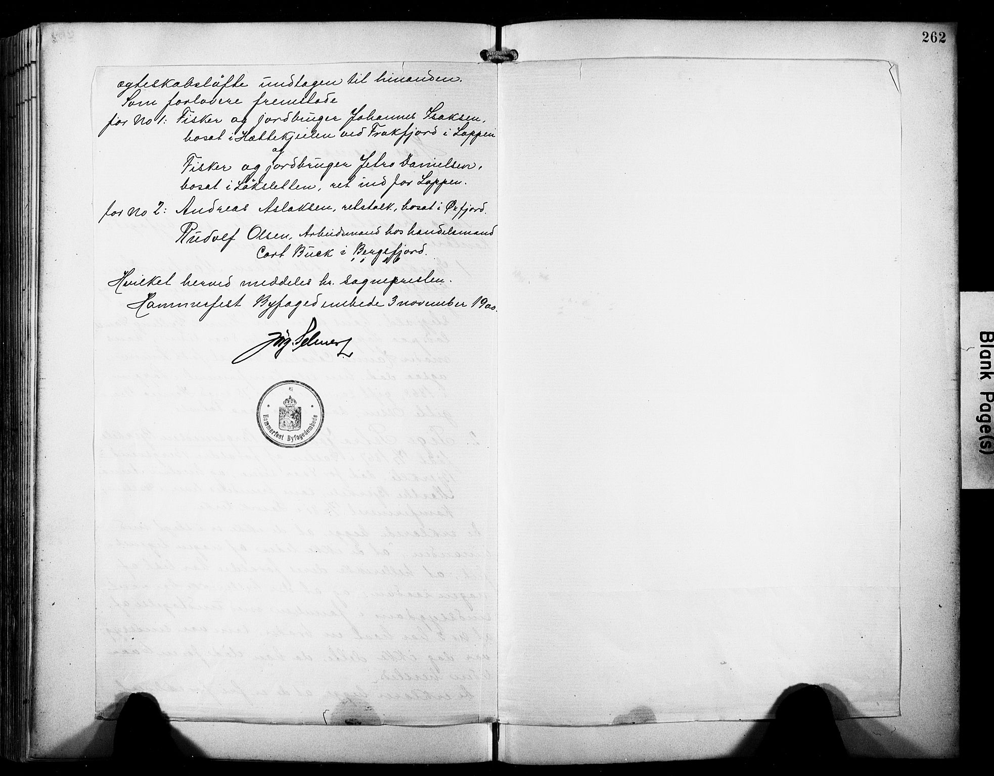 Loppa sokneprestkontor, SATØ/S-1339/H/Ha/L0009kirke: Ministerialbok nr. 9, 1895-1909, s. 262
