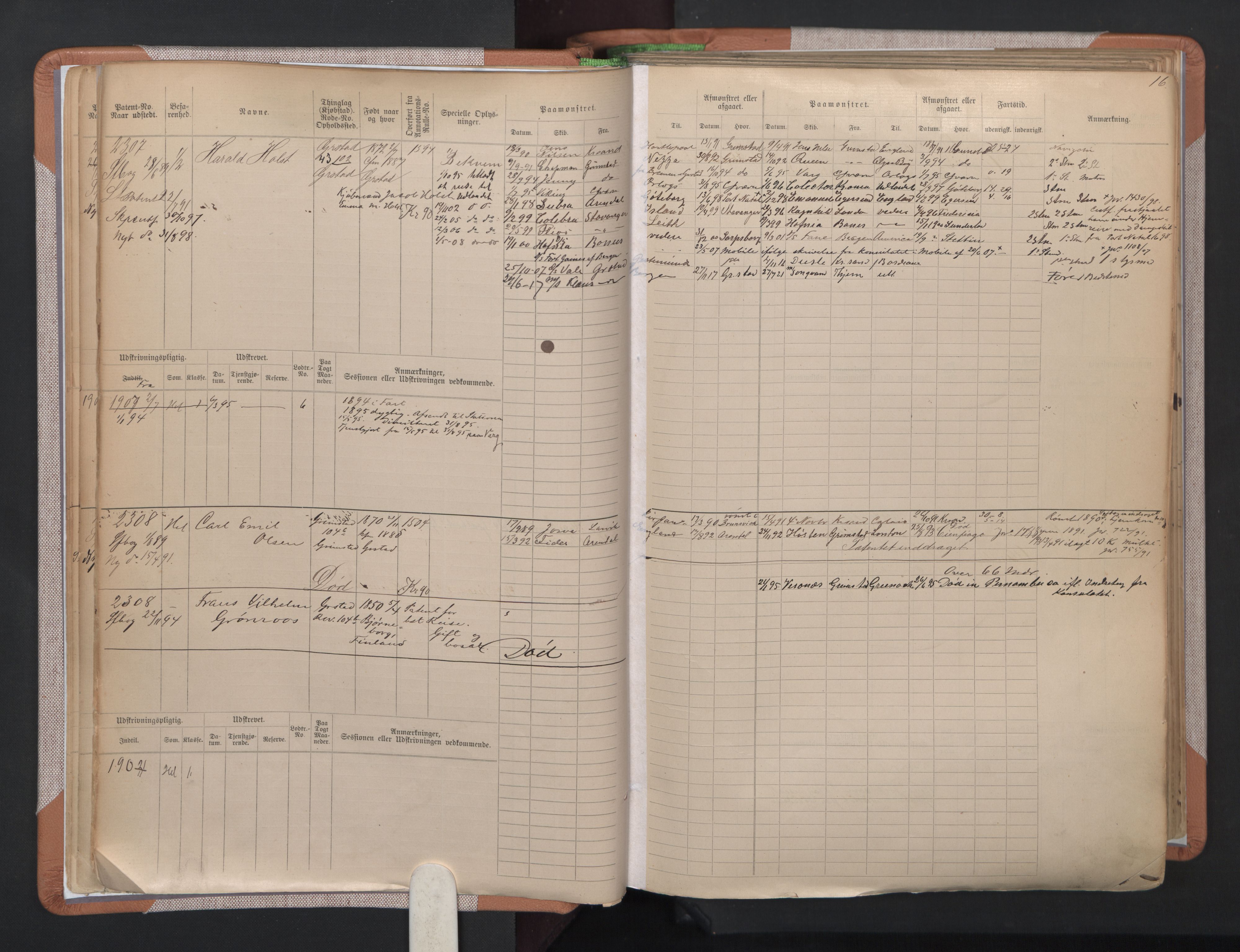 Grimstad mønstringskrets, AV/SAK-2031-0013/F/Fb/L0004: Hovedrulle A nr 2277-3042, F-7, 1889-1940, s. 21