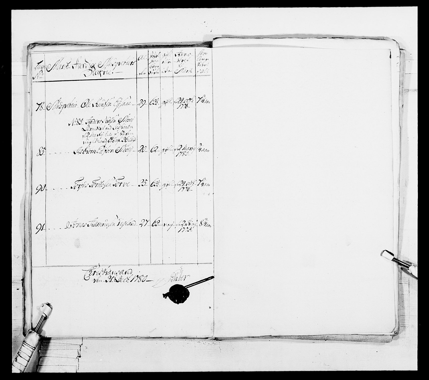 Generalitets- og kommissariatskollegiet, Det kongelige norske kommissariatskollegium, AV/RA-EA-5420/E/Eh/L0102: 1. Vesterlenske nasjonale infanteriregiment, 1778-1780, s. 584