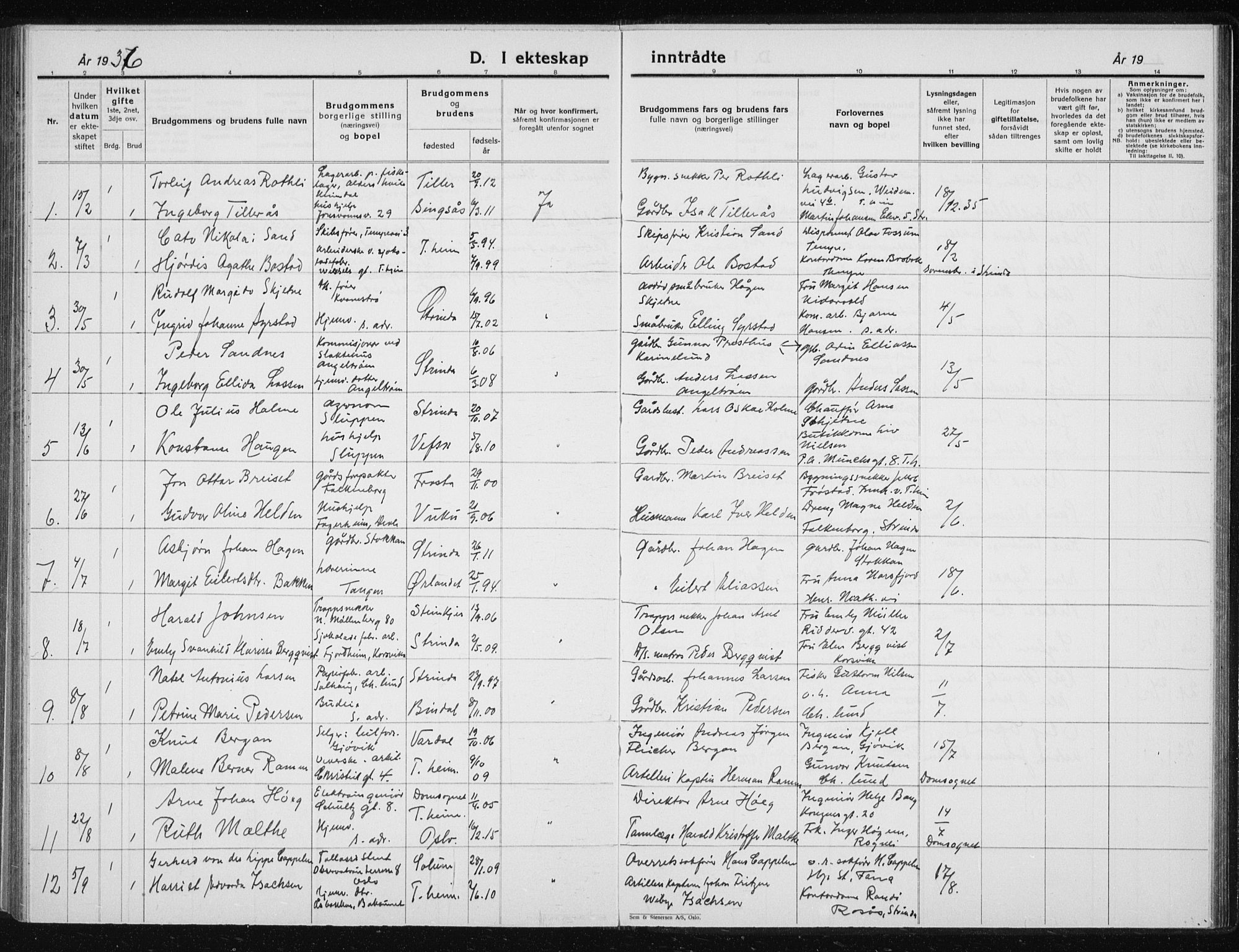 Ministerialprotokoller, klokkerbøker og fødselsregistre - Sør-Trøndelag, AV/SAT-A-1456/606/L0314: Klokkerbok nr. 606C10, 1911-1937