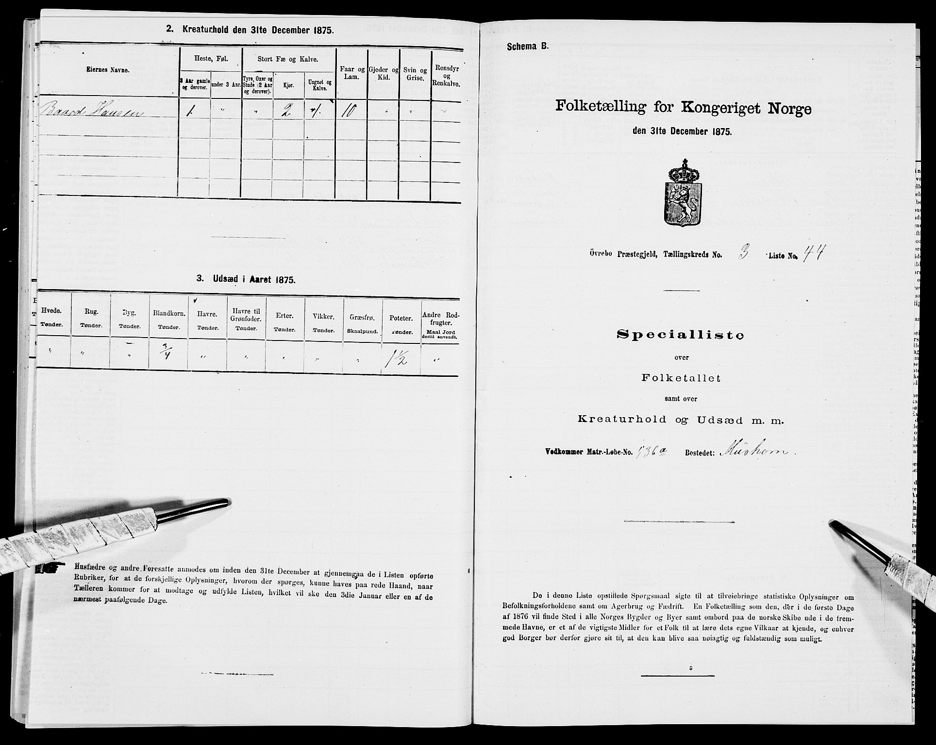 SAK, Folketelling 1875 for 1016P Øvrebø prestegjeld, 1875, s. 360