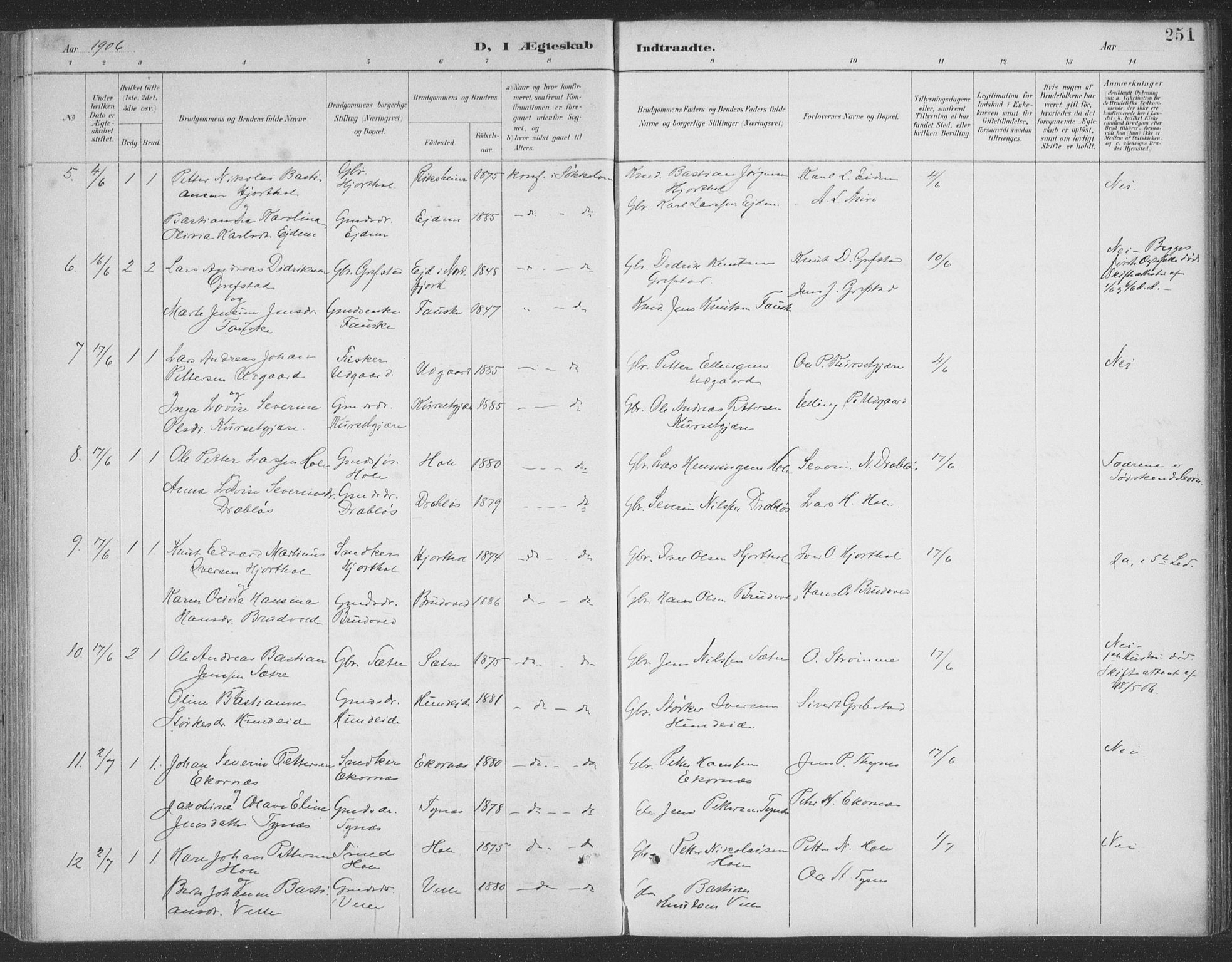 Ministerialprotokoller, klokkerbøker og fødselsregistre - Møre og Romsdal, AV/SAT-A-1454/523/L0335: Ministerialbok nr. 523A02, 1891-1911, s. 251