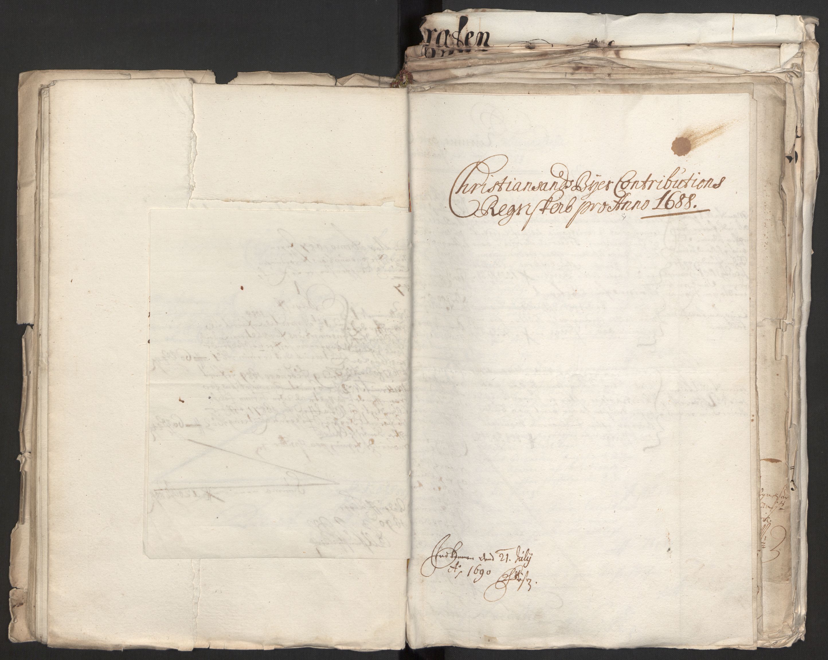 Rentekammeret inntil 1814, Reviderte regnskaper, Byregnskaper, RA/EA-4066/R/Rm/L0258: [M1] Kontribusjonsregnskap, 1664-1700, s. 47