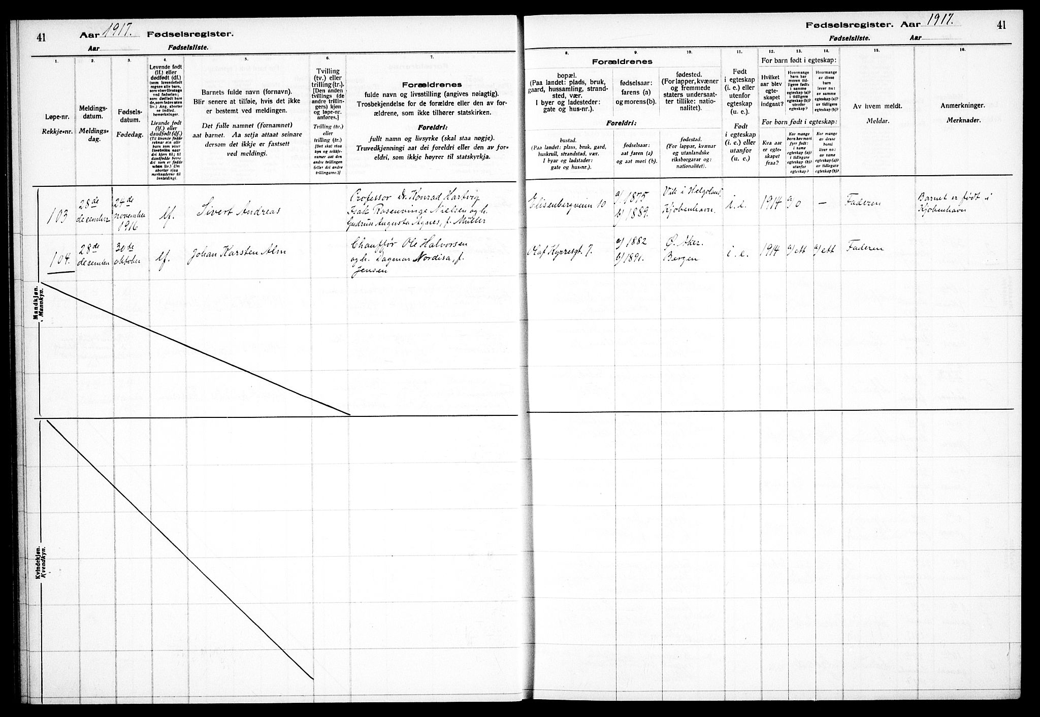 Frogner prestekontor Kirkebøker, SAO/A-10886/J/Ja/L0001: Fødselsregister nr. 1, 1916-1927, s. 41