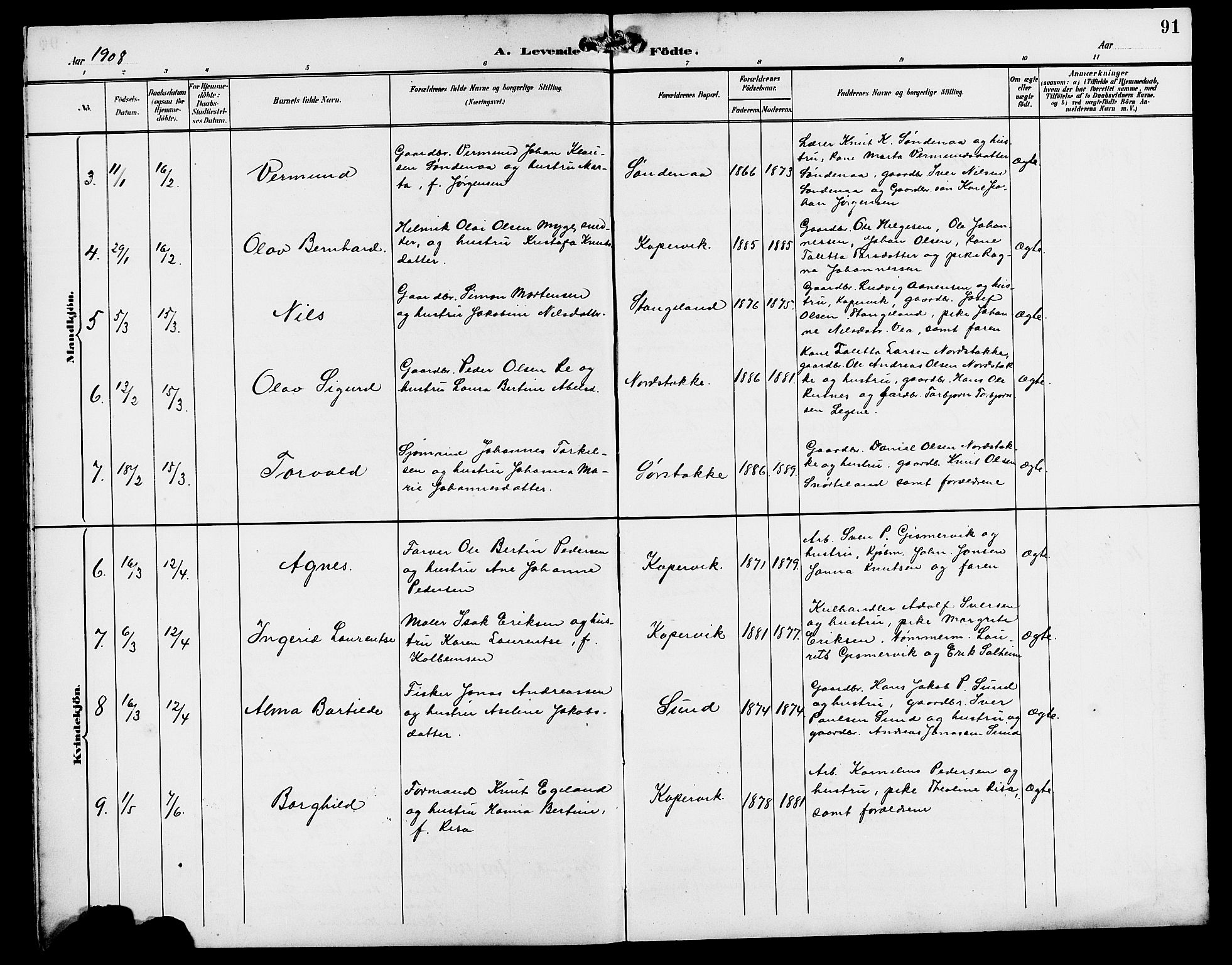 Kopervik sokneprestkontor, AV/SAST-A-101850/H/Ha/Hab/L0003: Klokkerbok nr. B 3, 1891-1909, s. 91