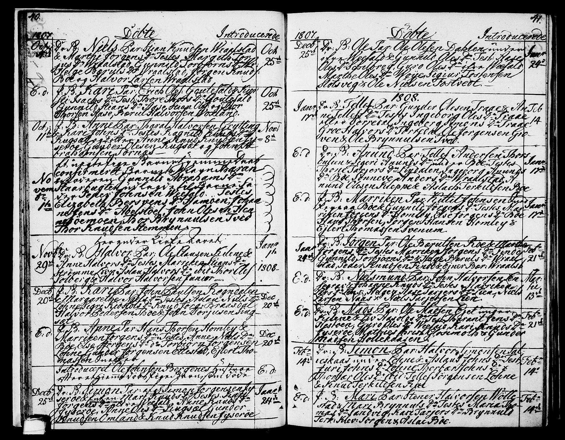 Drangedal kirkebøker, AV/SAKO-A-258/F/Fa/L0004: Ministerialbok nr. 4, 1802-1814, s. 40-41