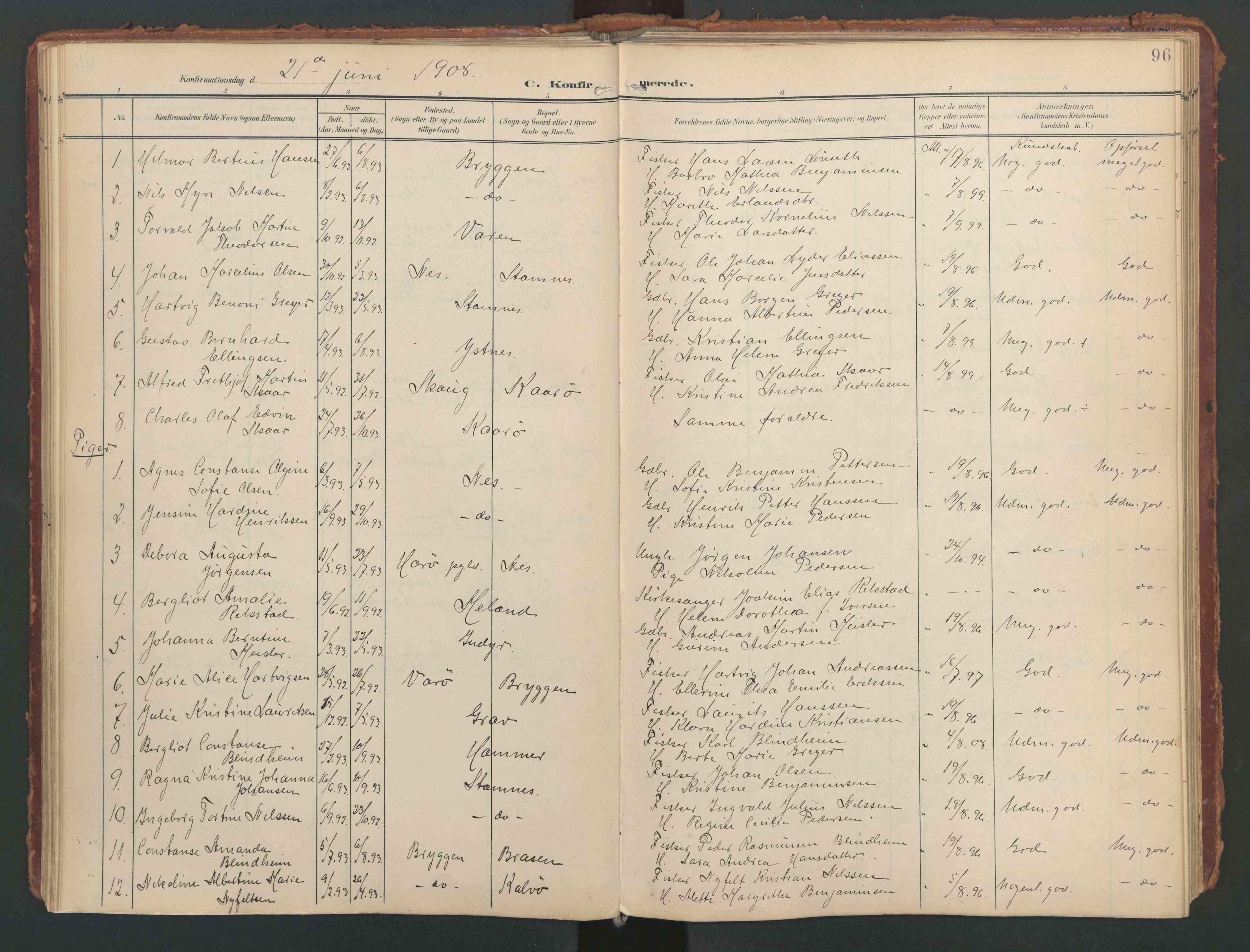 Ministerialprotokoller, klokkerbøker og fødselsregistre - Nordland, AV/SAT-A-1459/808/L0129: Ministerialbok nr. 808A02, 1903-1931, s. 96