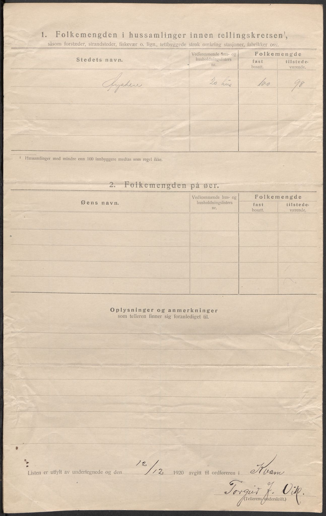 SAB, Folketelling 1920 for 1238 Kvam herred, 1920, s. 36