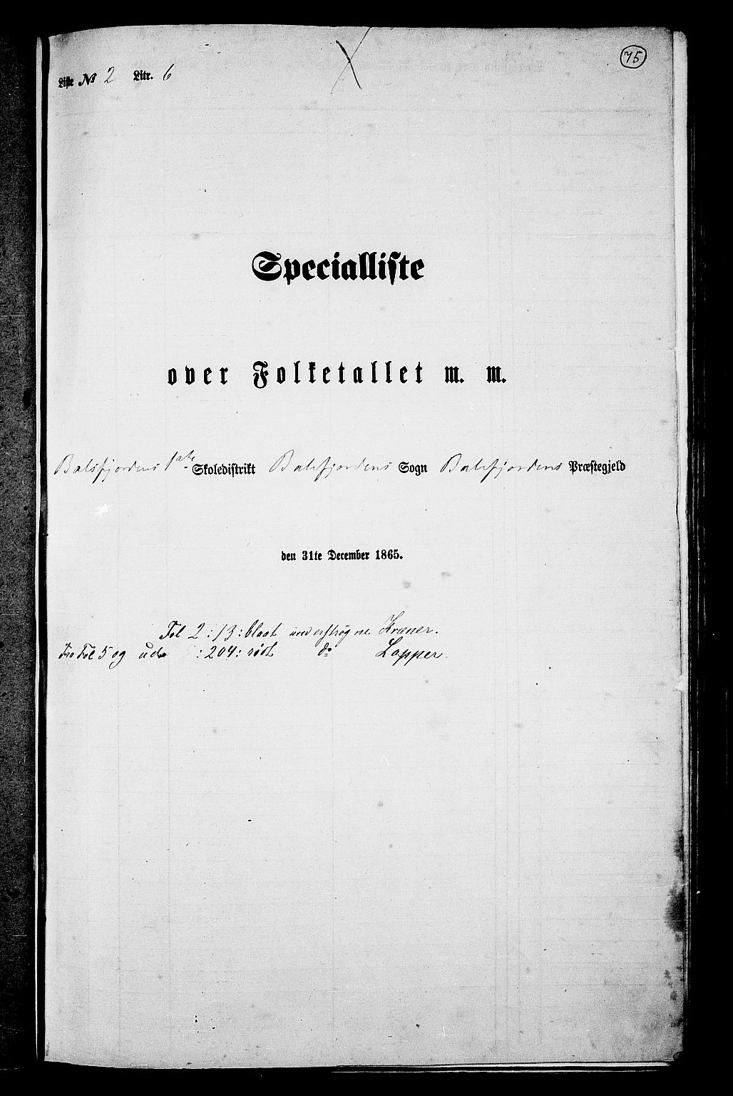RA, Folketelling 1865 for 1933P Balsfjord prestegjeld, 1865, s. 21