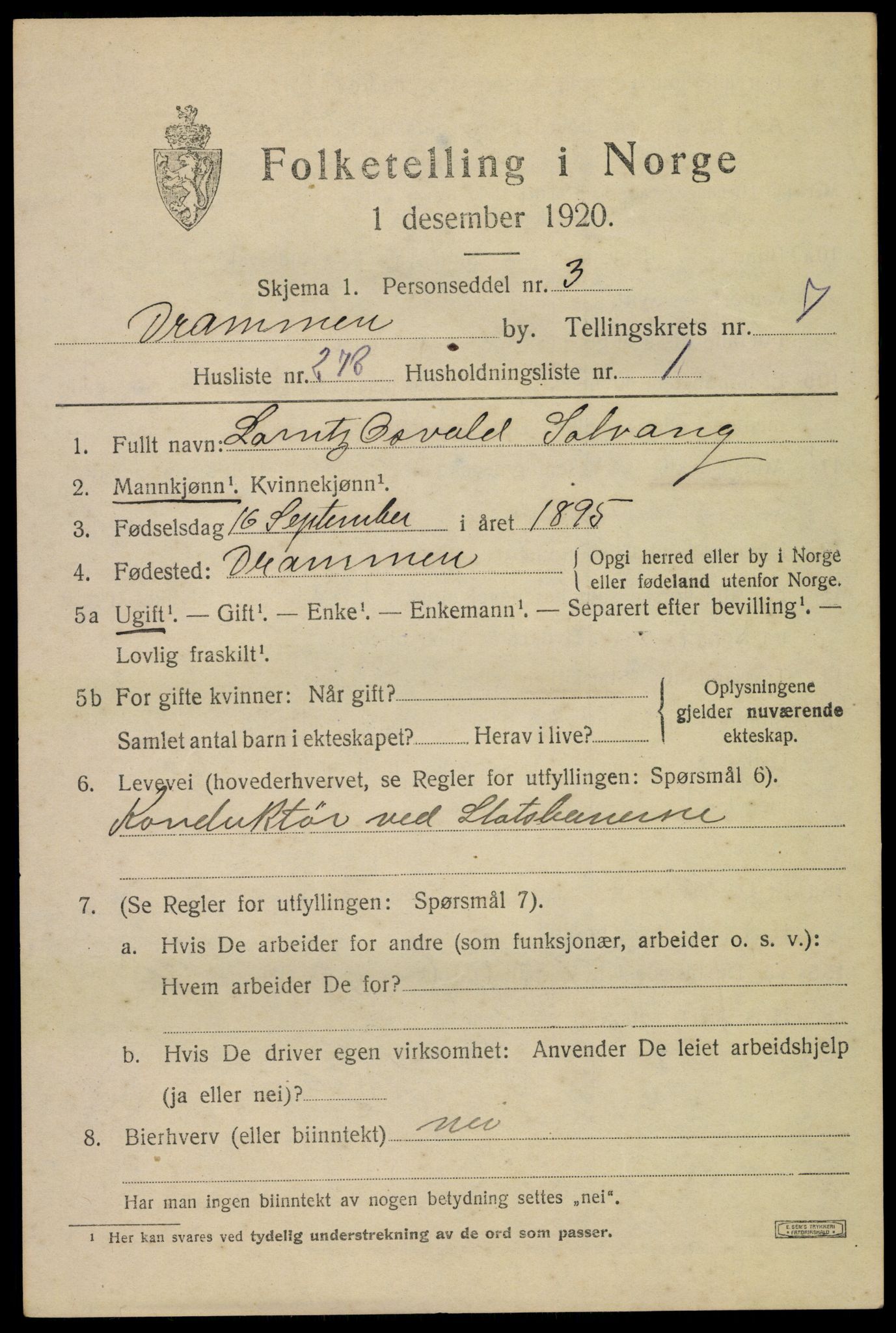 SAKO, Folketelling 1920 for 0602 Drammen kjøpstad, 1920, s. 52363