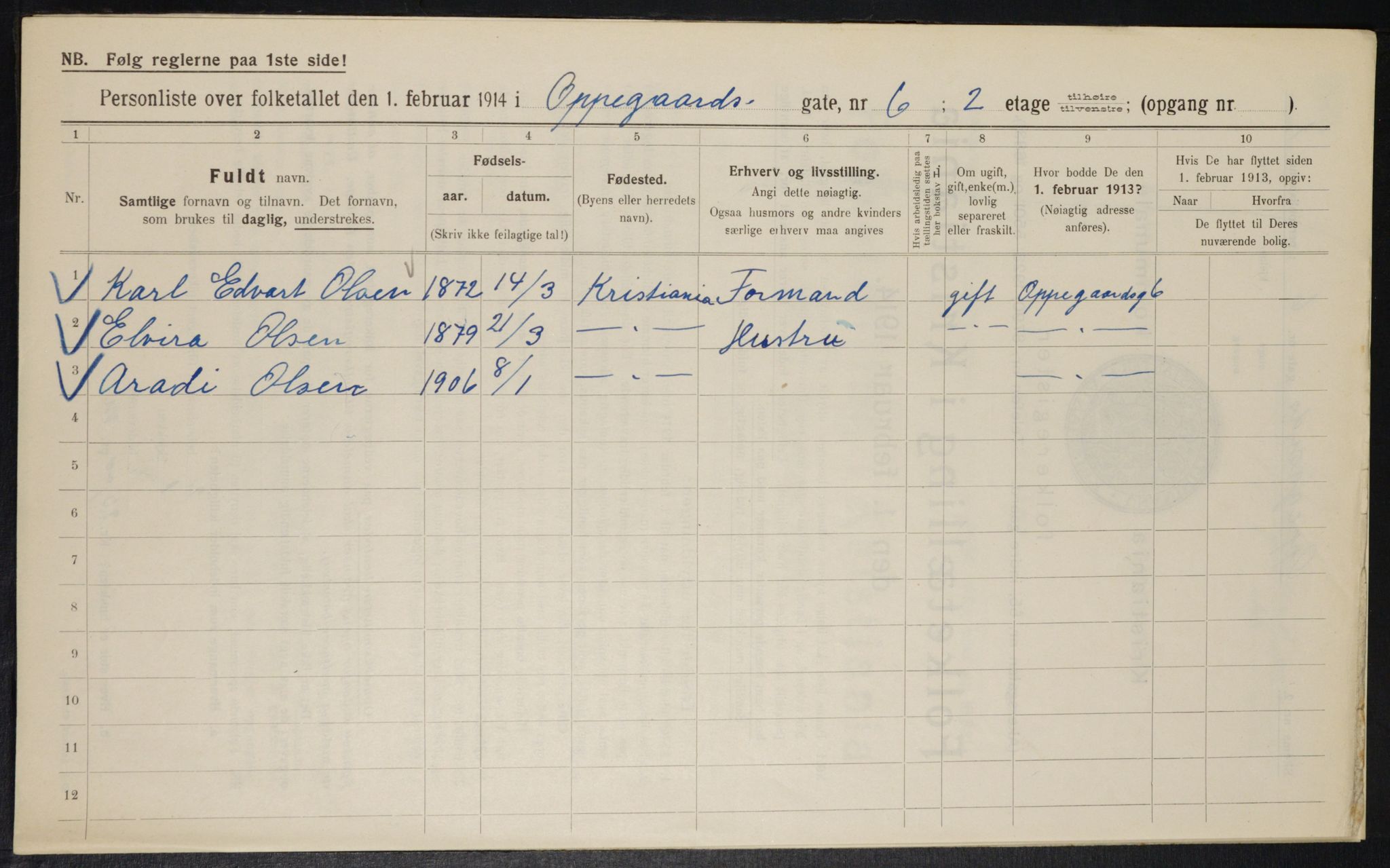 OBA, Kommunal folketelling 1.2.1914 for Kristiania, 1914, s. 75792