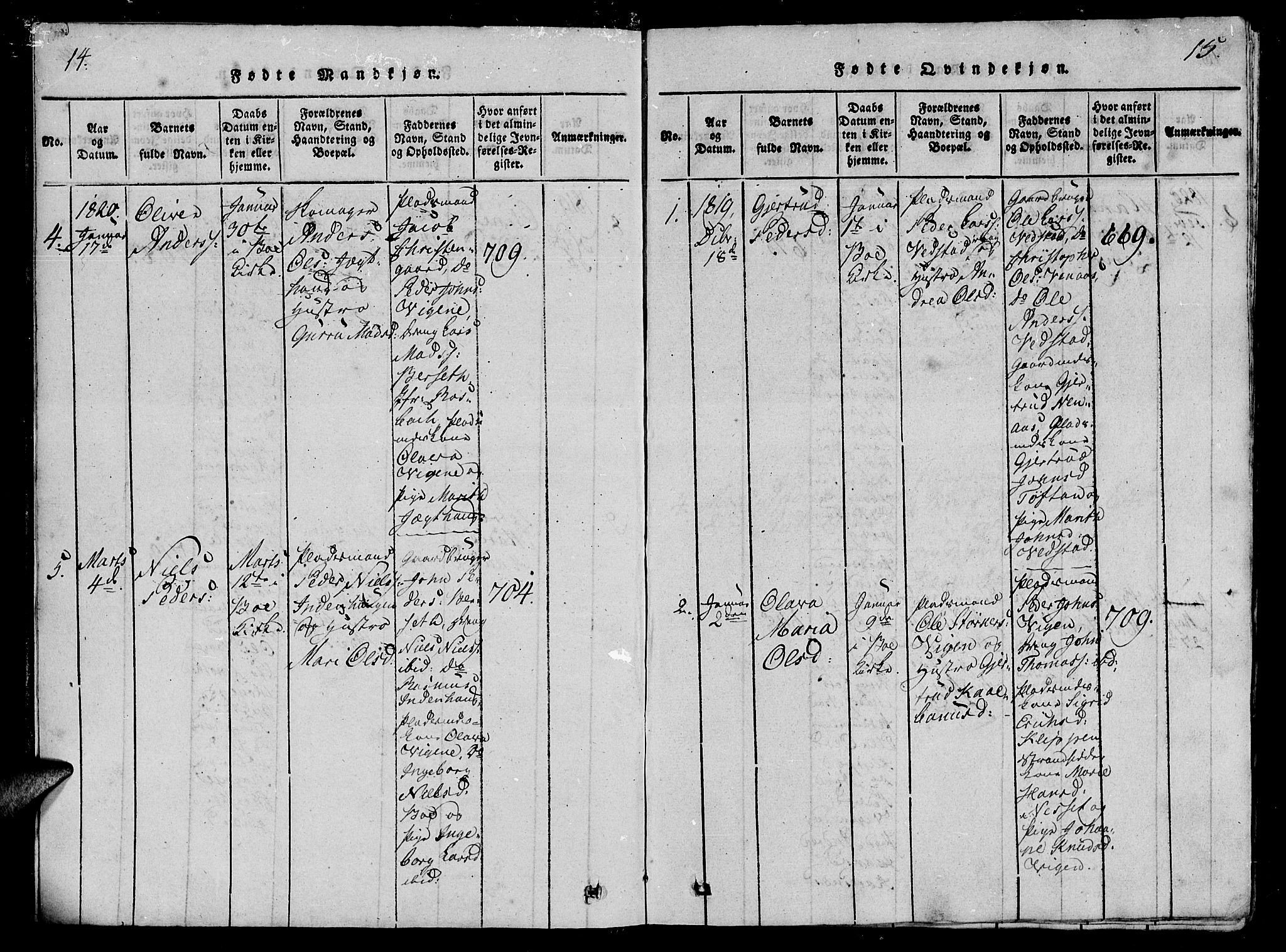 Ministerialprotokoller, klokkerbøker og fødselsregistre - Møre og Romsdal, AV/SAT-A-1454/566/L0763: Ministerialbok nr. 566A03 /1, 1817-1829, s. 14-15