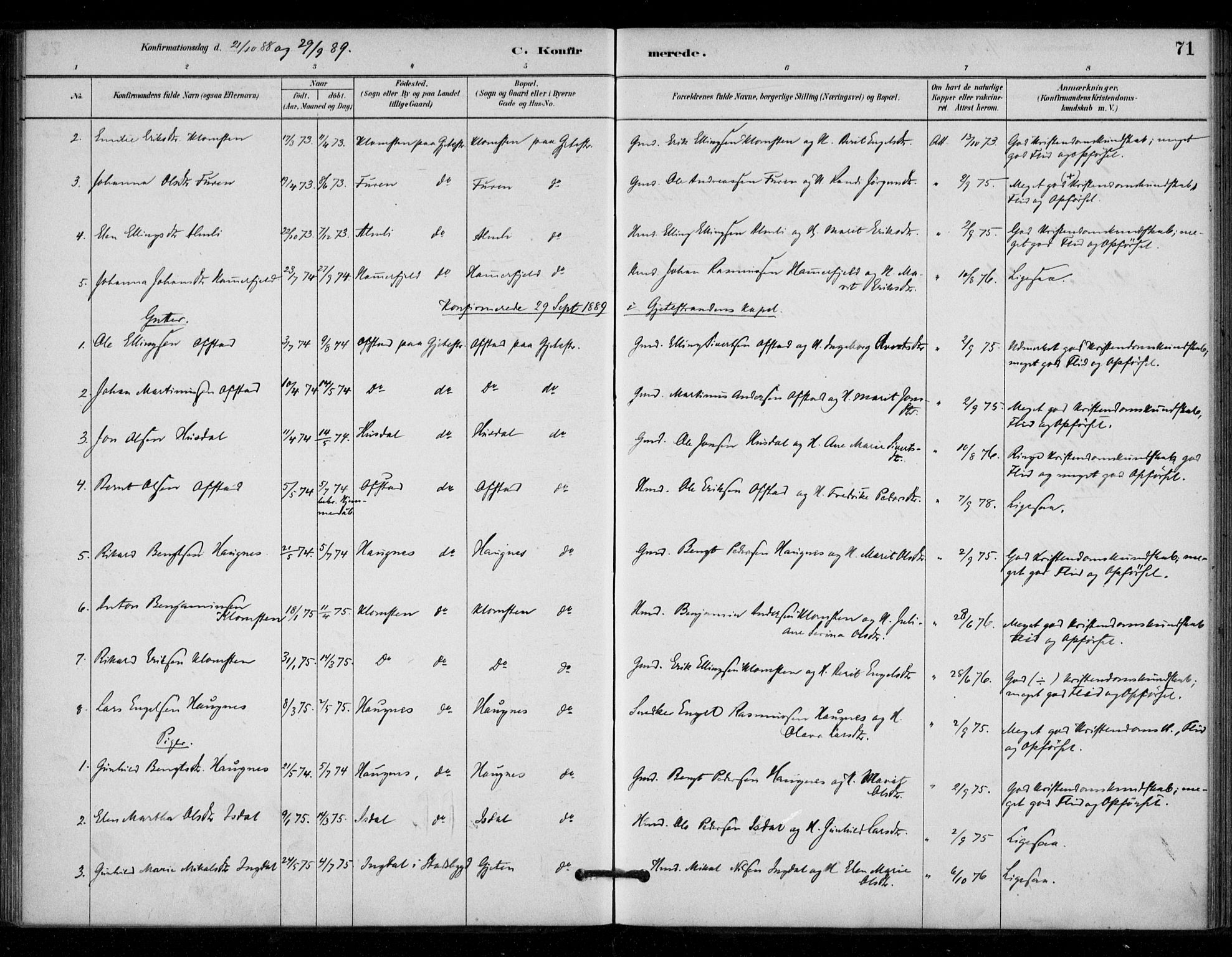 Ministerialprotokoller, klokkerbøker og fødselsregistre - Sør-Trøndelag, AV/SAT-A-1456/670/L0836: Ministerialbok nr. 670A01, 1879-1904, s. 71