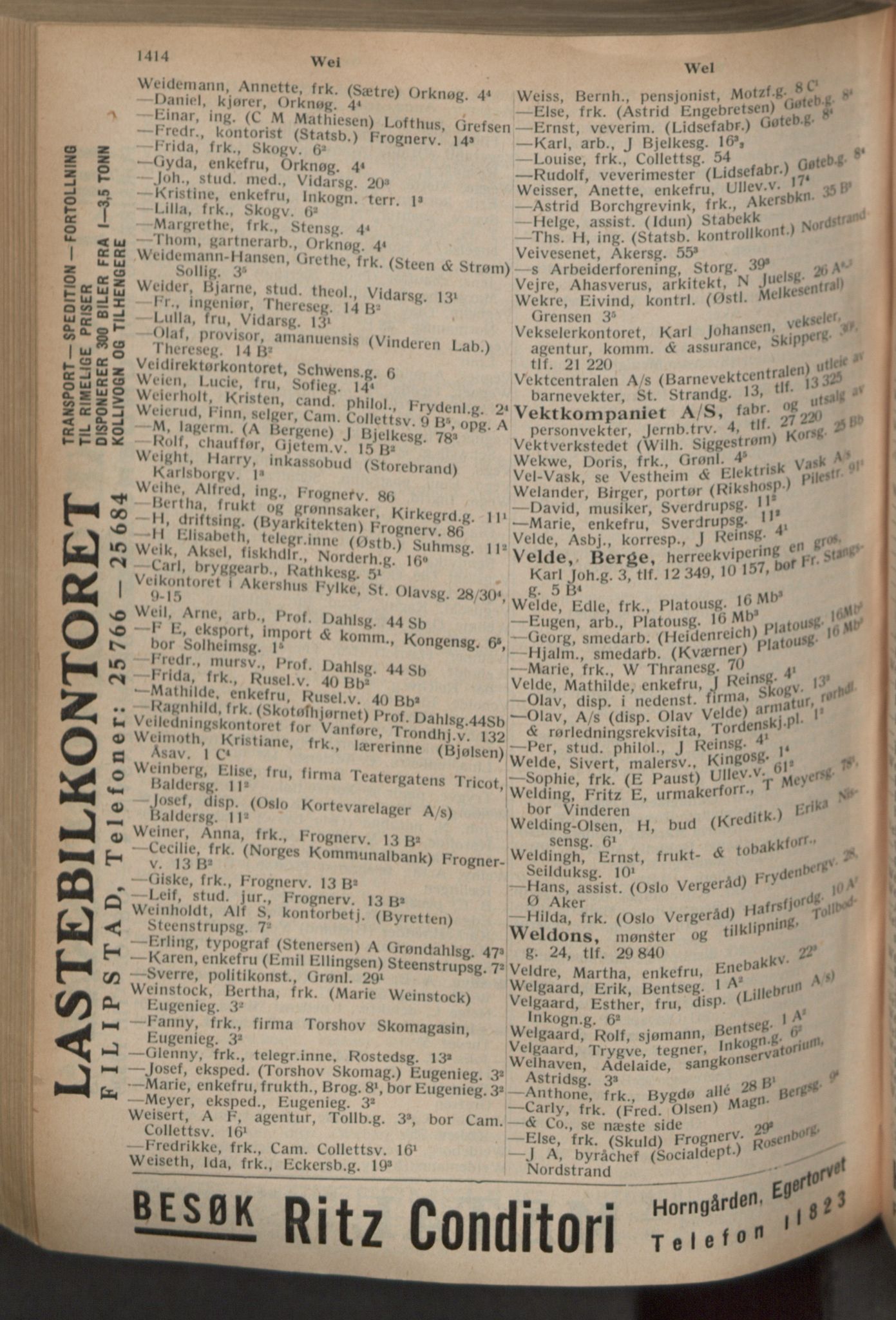 Kristiania/Oslo adressebok, PUBL/-, 1934, s. 1414