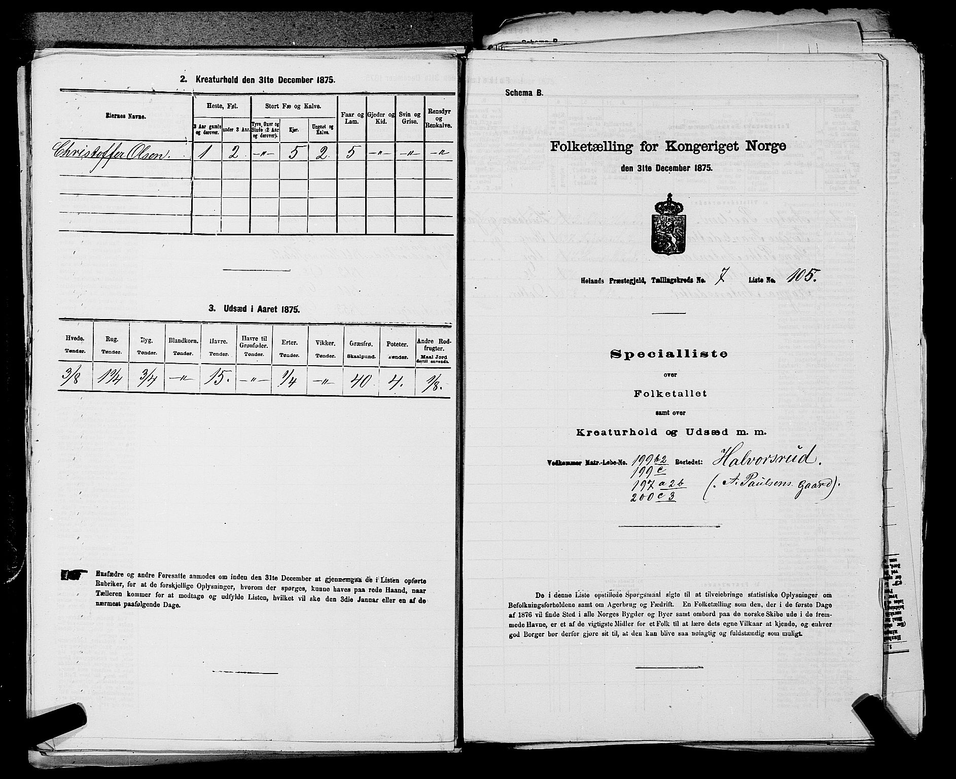 RA, Folketelling 1875 for 0221P Høland prestegjeld, 1875, s. 1465