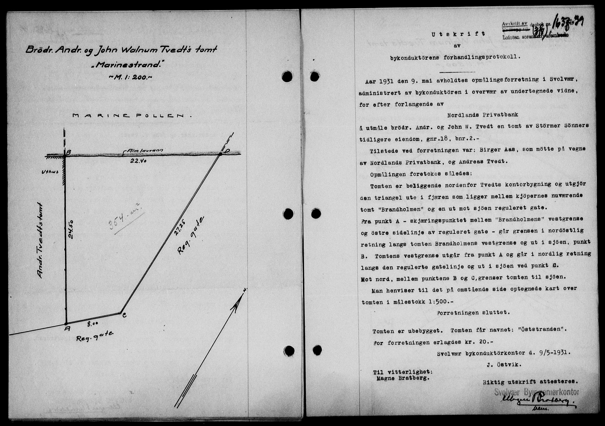 Lofoten sorenskriveri, SAT/A-0017/1/2/2C/L0006a: Pantebok nr. 6a, 1939-1939, Dagboknr: 1637/1939