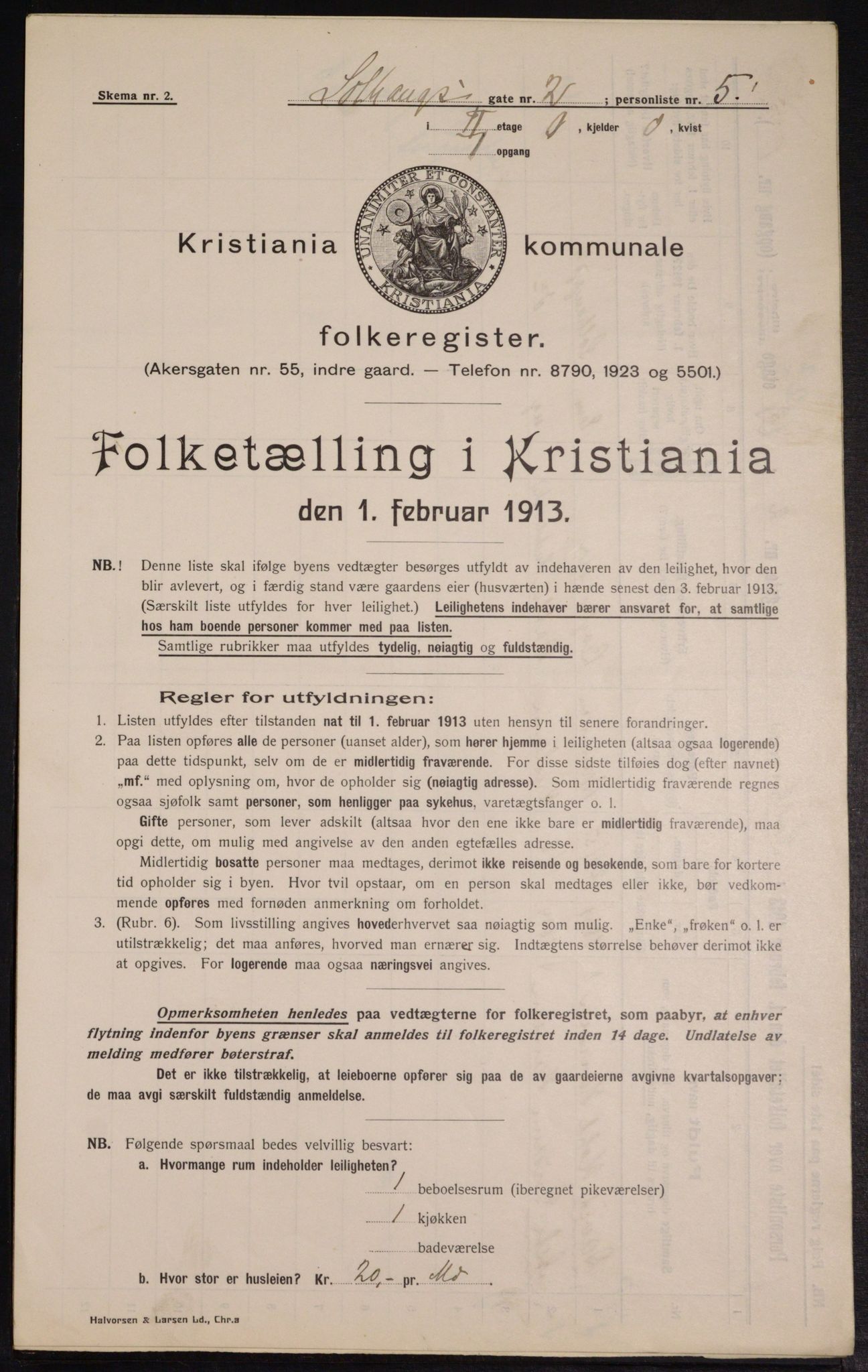 OBA, Kommunal folketelling 1.2.1913 for Kristiania, 1913, s. 99417