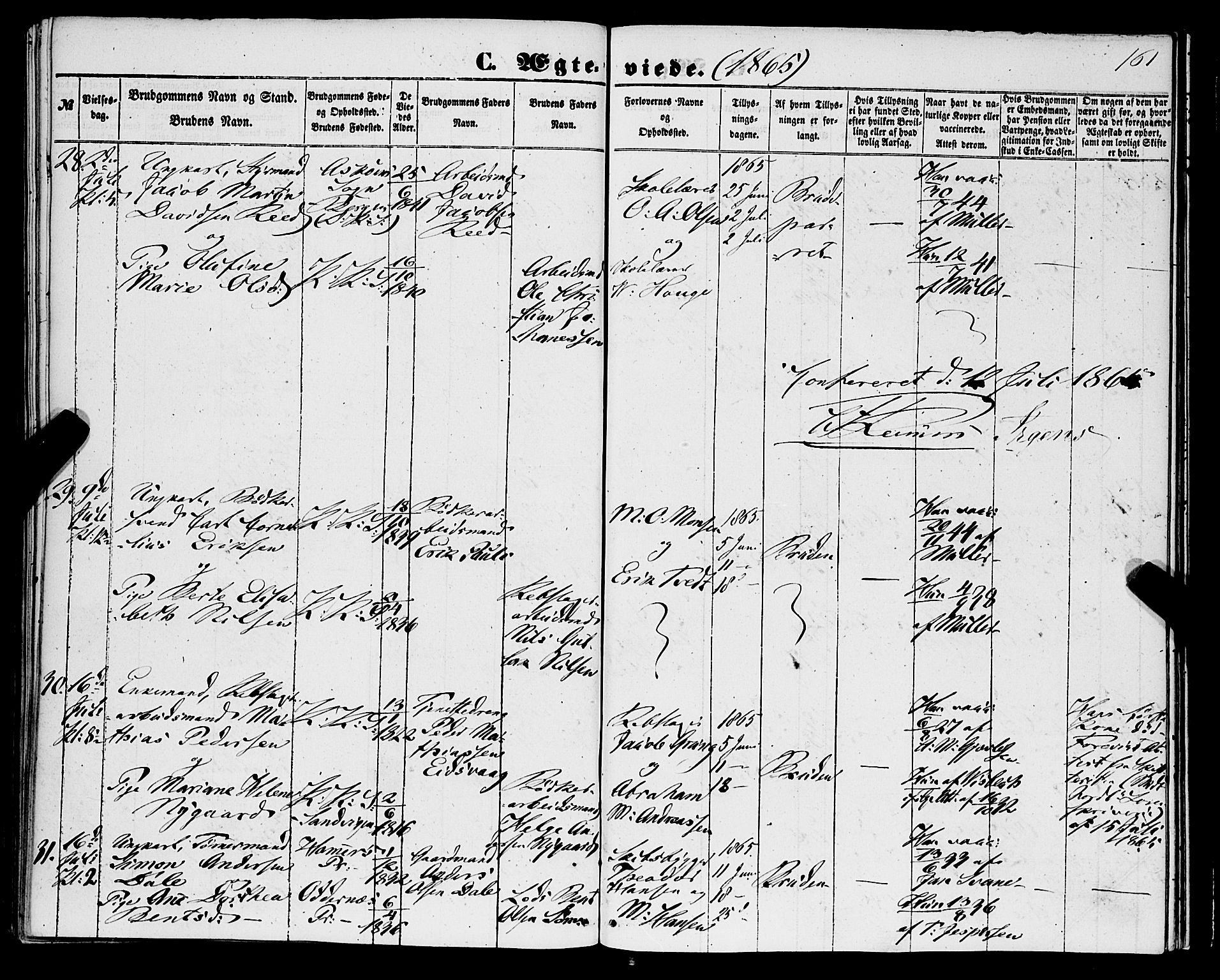 Korskirken sokneprestembete, AV/SAB-A-76101/H/Haa/L0035: Ministerialbok nr. D 2, 1852-1867, s. 161