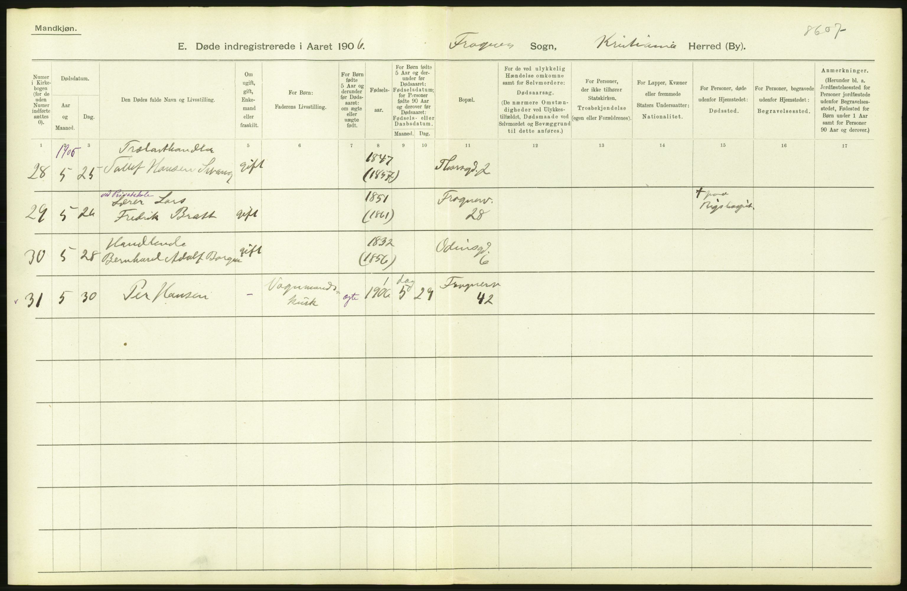 Statistisk sentralbyrå, Sosiodemografiske emner, Befolkning, AV/RA-S-2228/D/Df/Dfa/Dfad/L0009: Kristiania: Døde, 1906, s. 472