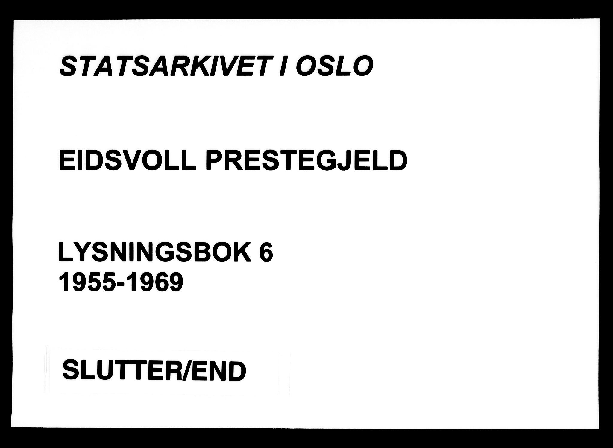 Eidsvoll prestekontor Kirkebøker, AV/SAO-A-10888/H/Ha/L0006: Lysningsprotokoll nr. 6, 1955-1969