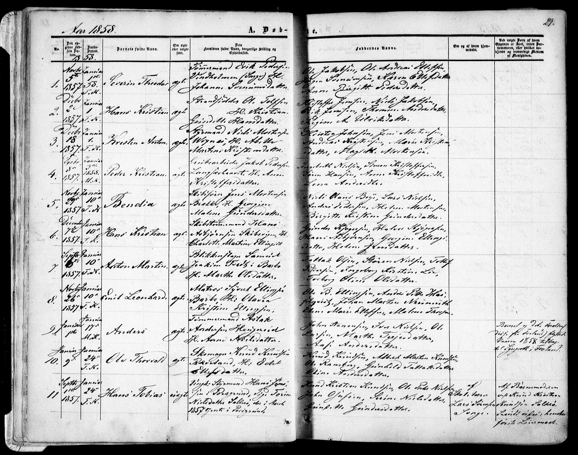 Tromøy sokneprestkontor, AV/SAK-1111-0041/F/Fa/L0006: Ministerialbok nr. A 6, 1855-1863, s. 29