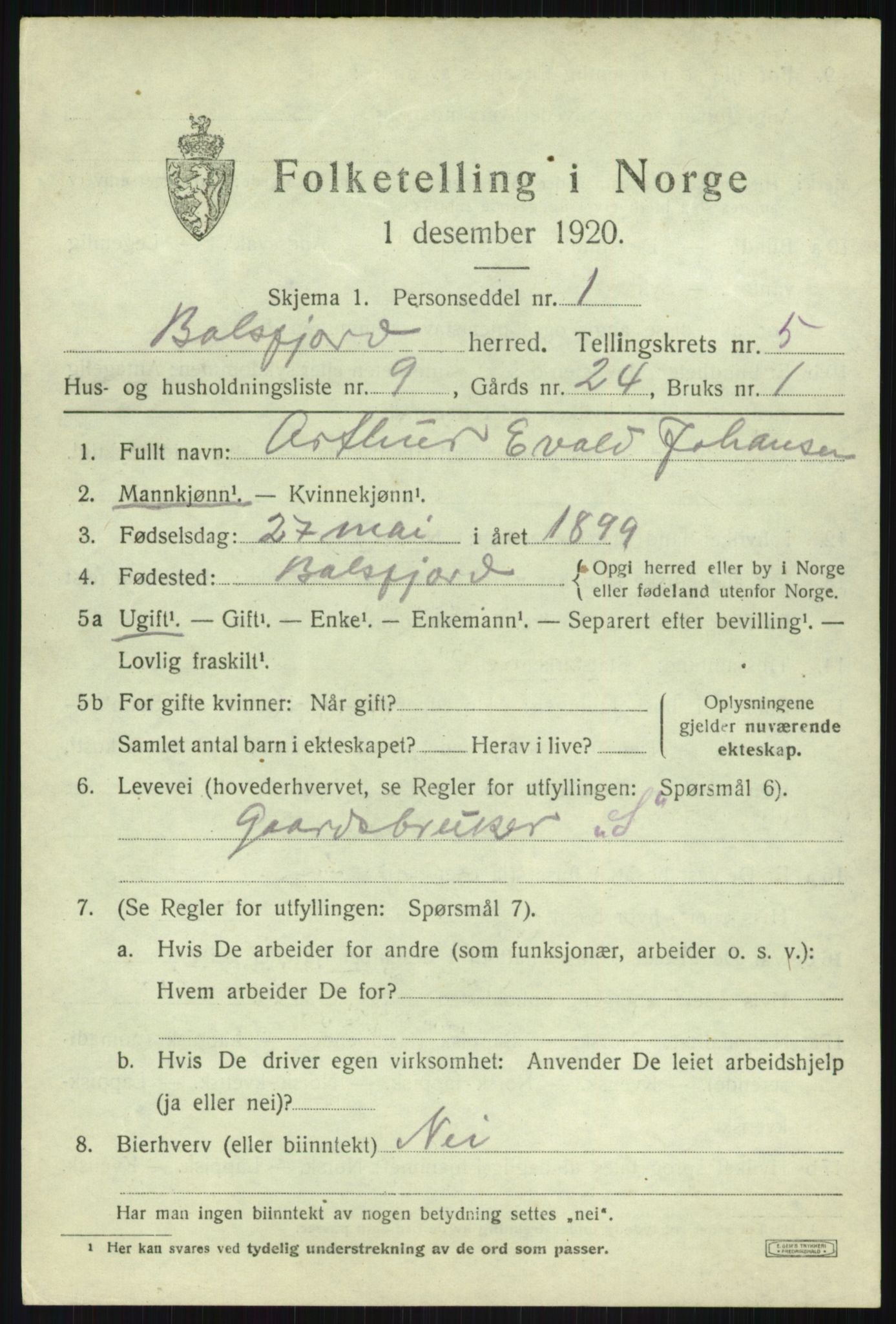 SATØ, Folketelling 1920 for 1933 Balsfjord herred, 1920, s. 3216