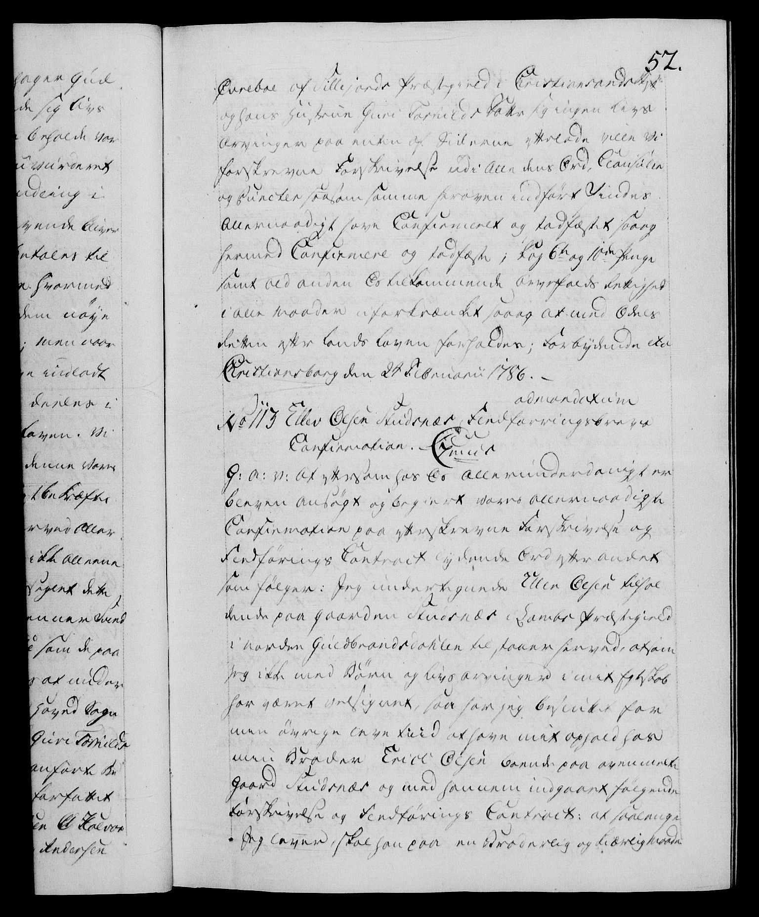 Danske Kanselli 1572-1799, RA/EA-3023/F/Fc/Fca/Fcaa/L0051: Norske registre, 1786-1787, s. 52a
