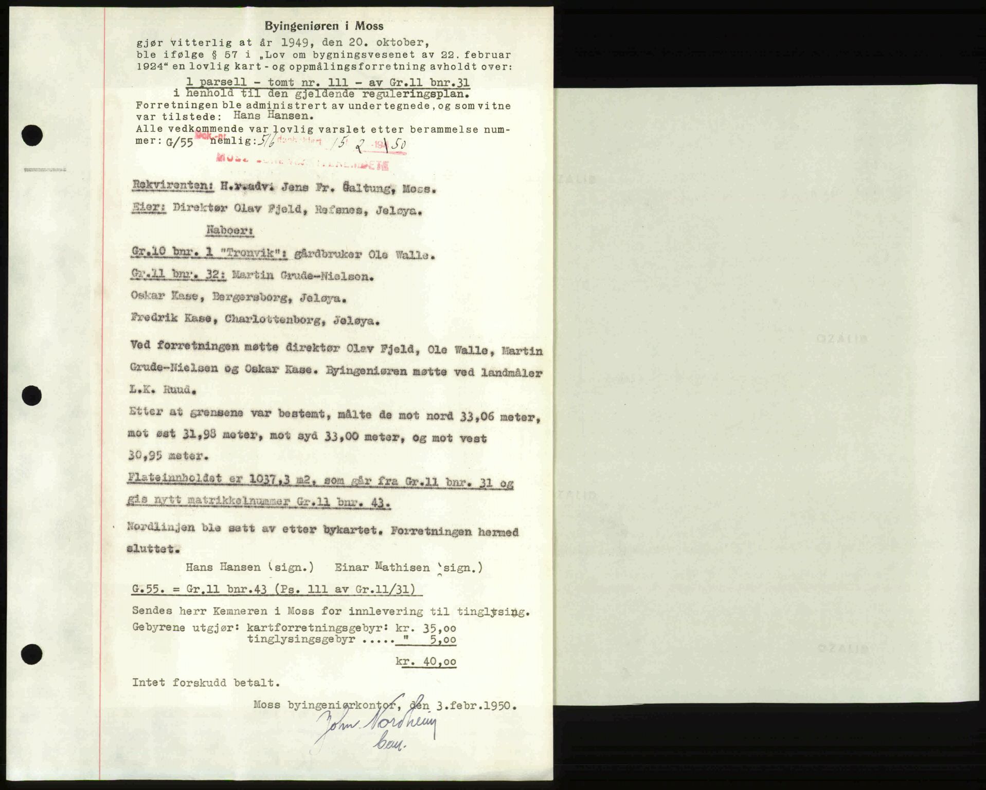 Moss sorenskriveri, SAO/A-10168: Pantebok nr. A25, 1950-1950, Dagboknr: 516/1950