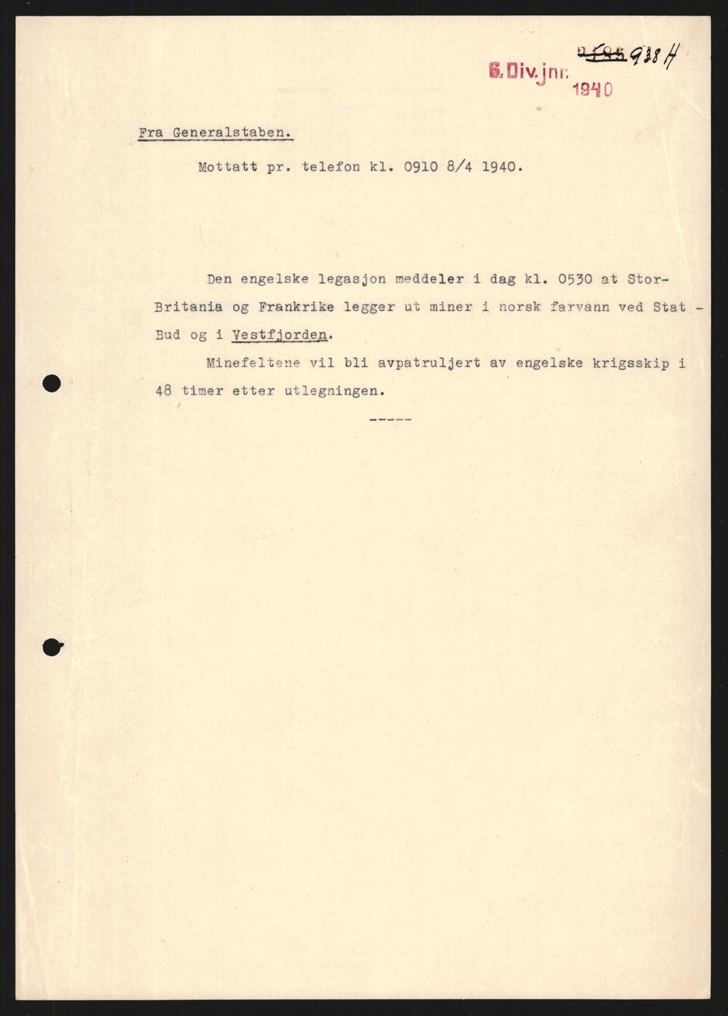 Forsvaret, Forsvarets krigshistoriske avdeling, RA/RAFA-2017/Y/Yb/L0129: II-C-11-600  -  6. Divisjon / 6. Distriktskommando, 1936-1940, s. 461