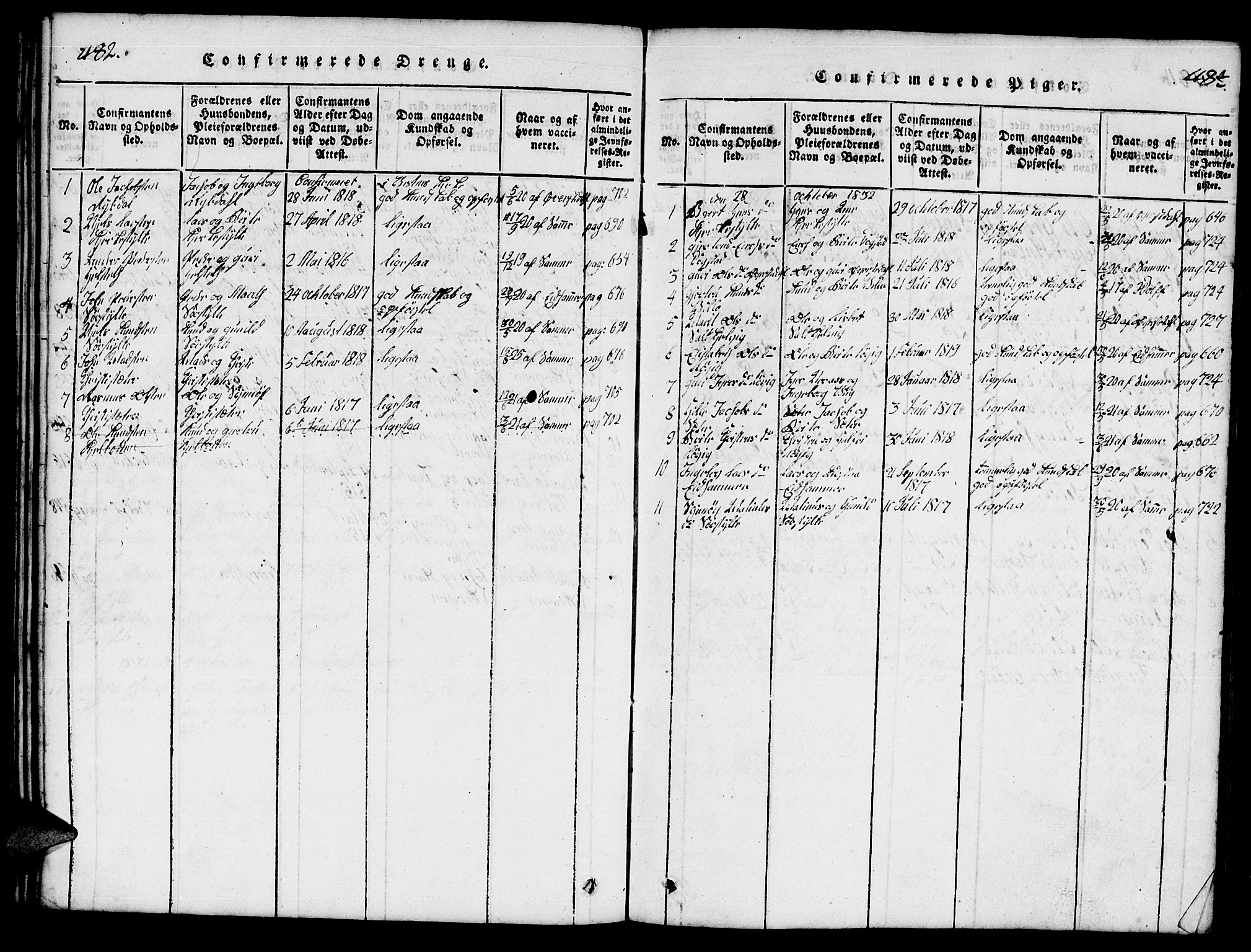 Ministerialprotokoller, klokkerbøker og fødselsregistre - Møre og Romsdal, SAT/A-1454/541/L0546: Klokkerbok nr. 541C01, 1818-1856, s. 482-483